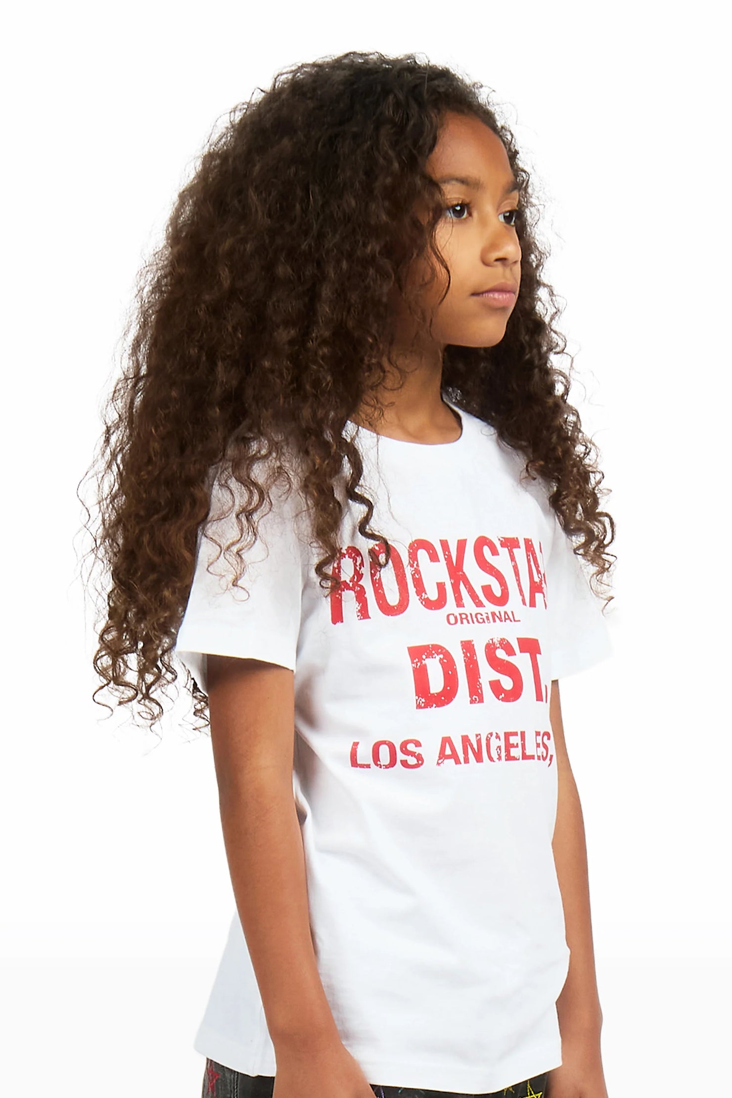 Girls Janny White/Red Graphic T-Shirt