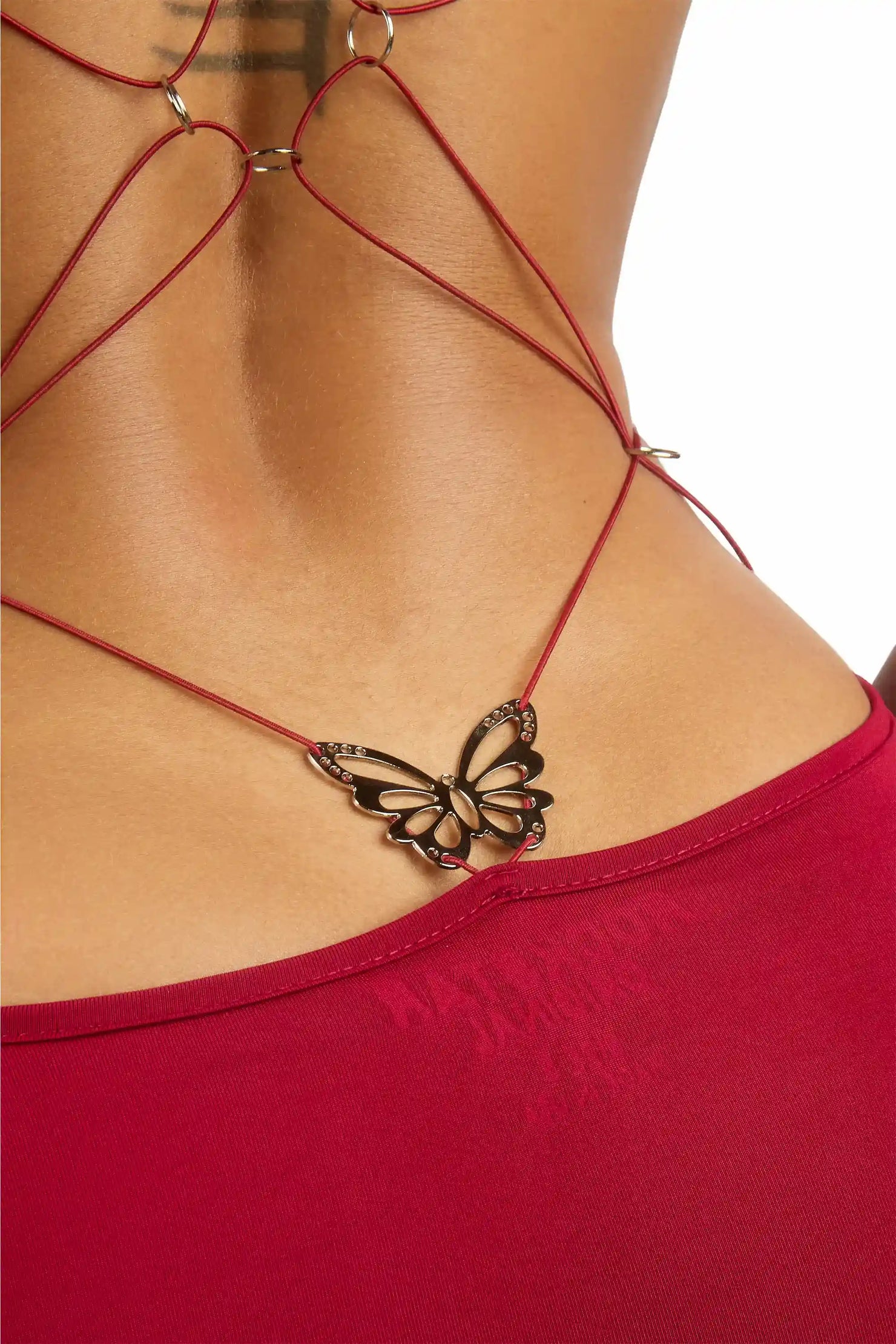 Lo-Fly Butterfly Back Burgundy Maxi Dress