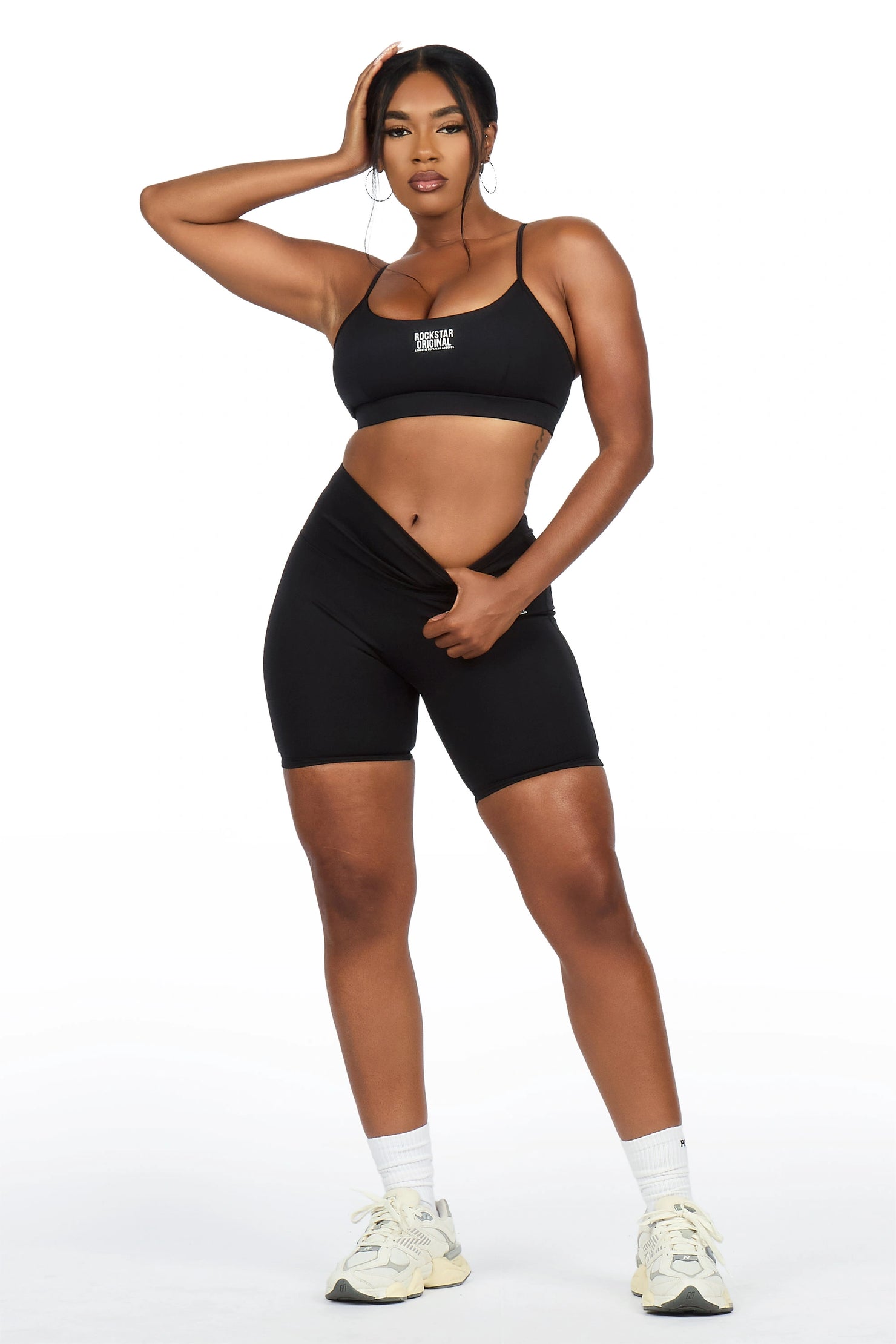 Aliccia Black Tank Active Bike Short Set