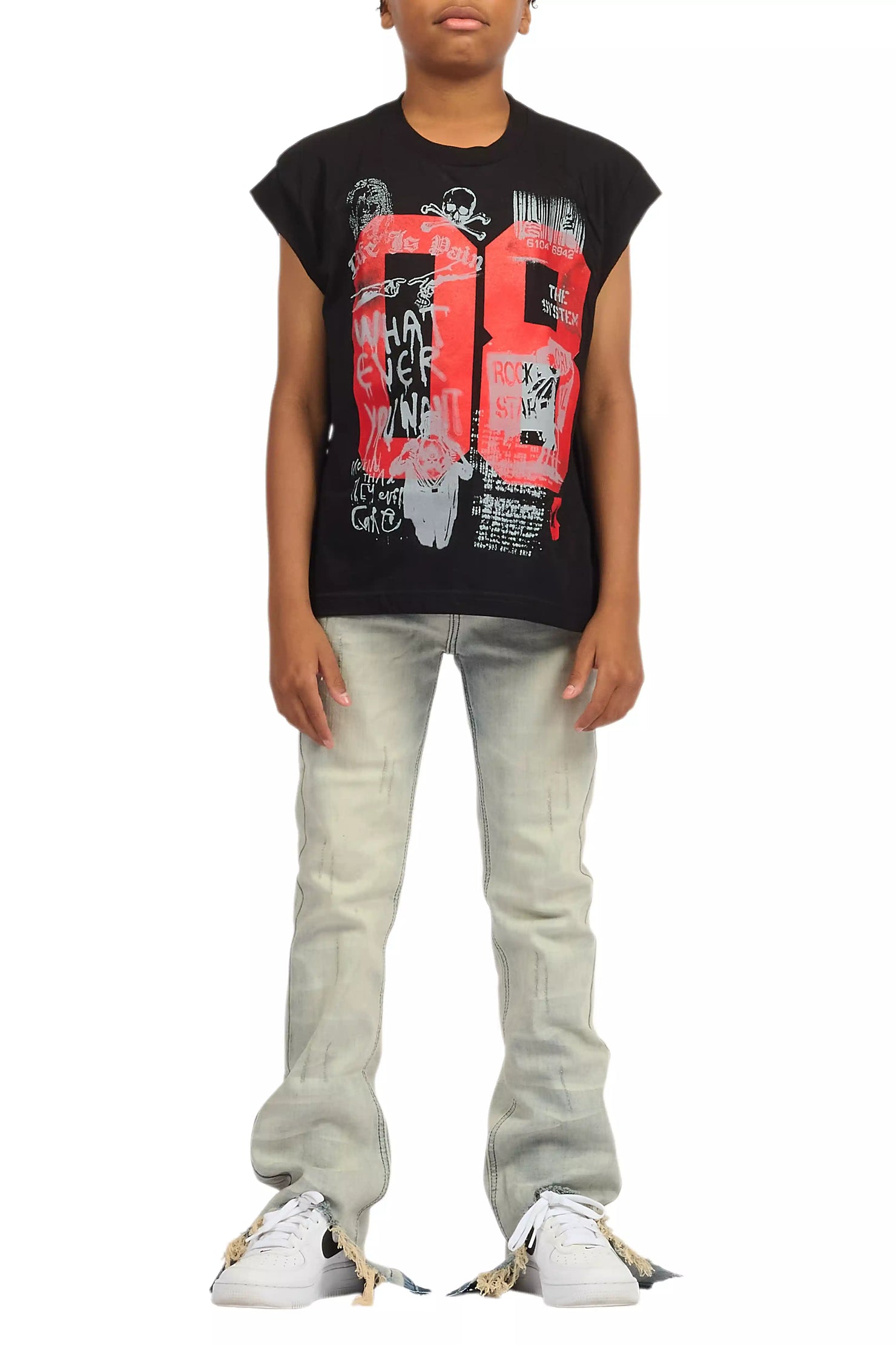 Boys Lakyn Light Wash Slim Stacked Flare Jean