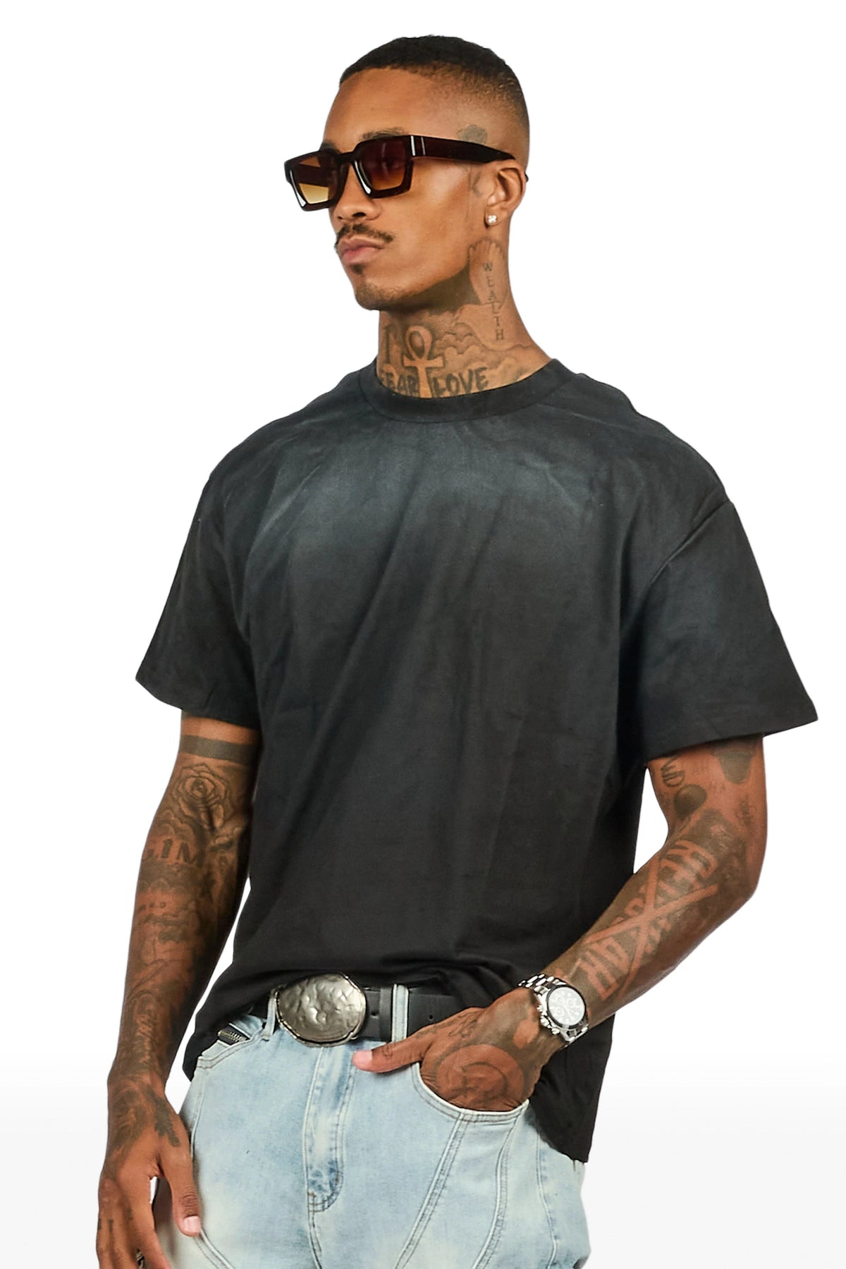 Kalix Black Oversized Graphic T-Shirt