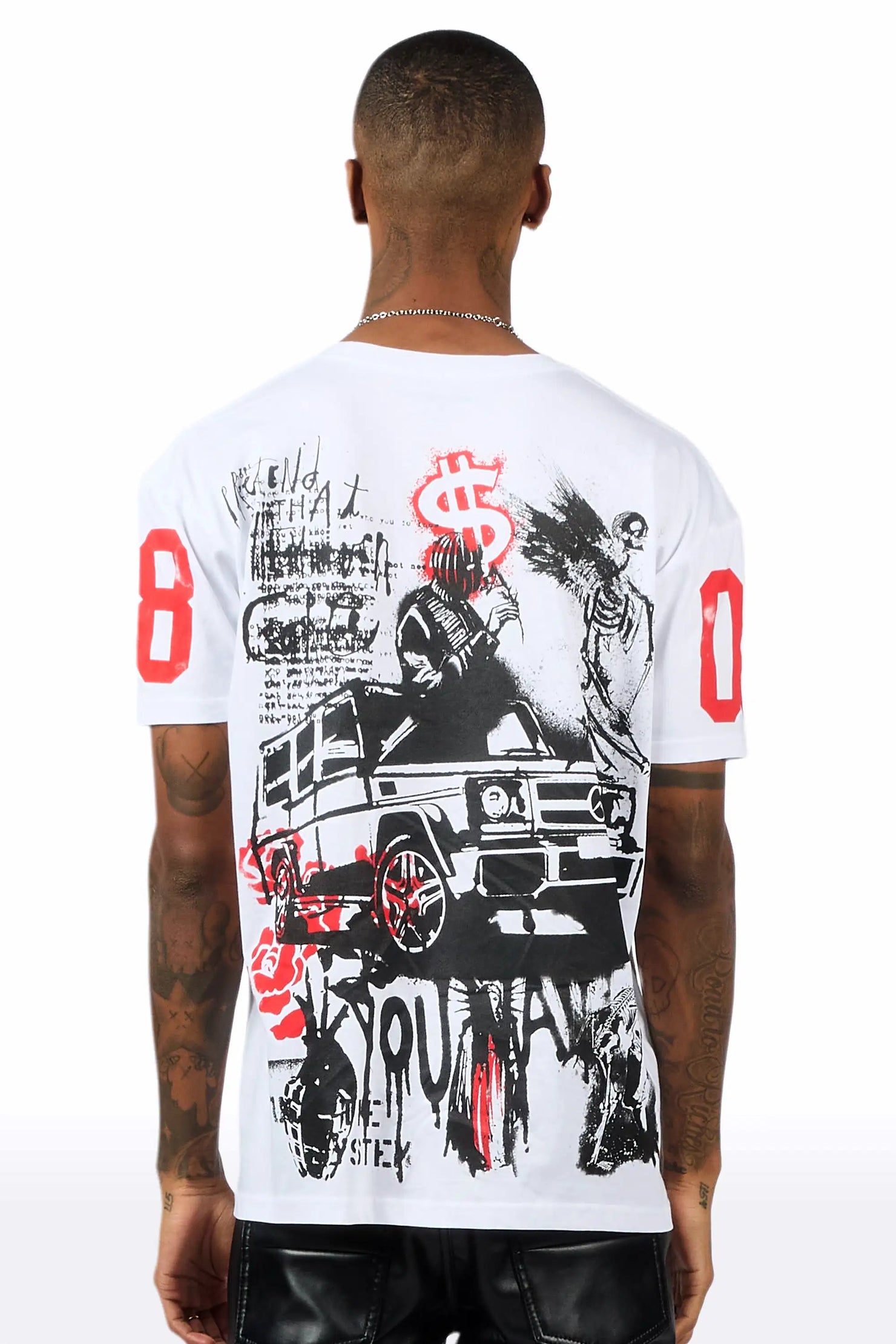Grill 3.0 White/Red Oversized Graphic T-Shirt