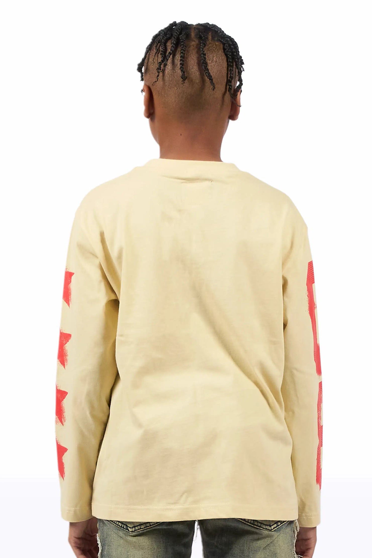 Boys Rhett Beige Long Sleeve Graphic T-Shirt