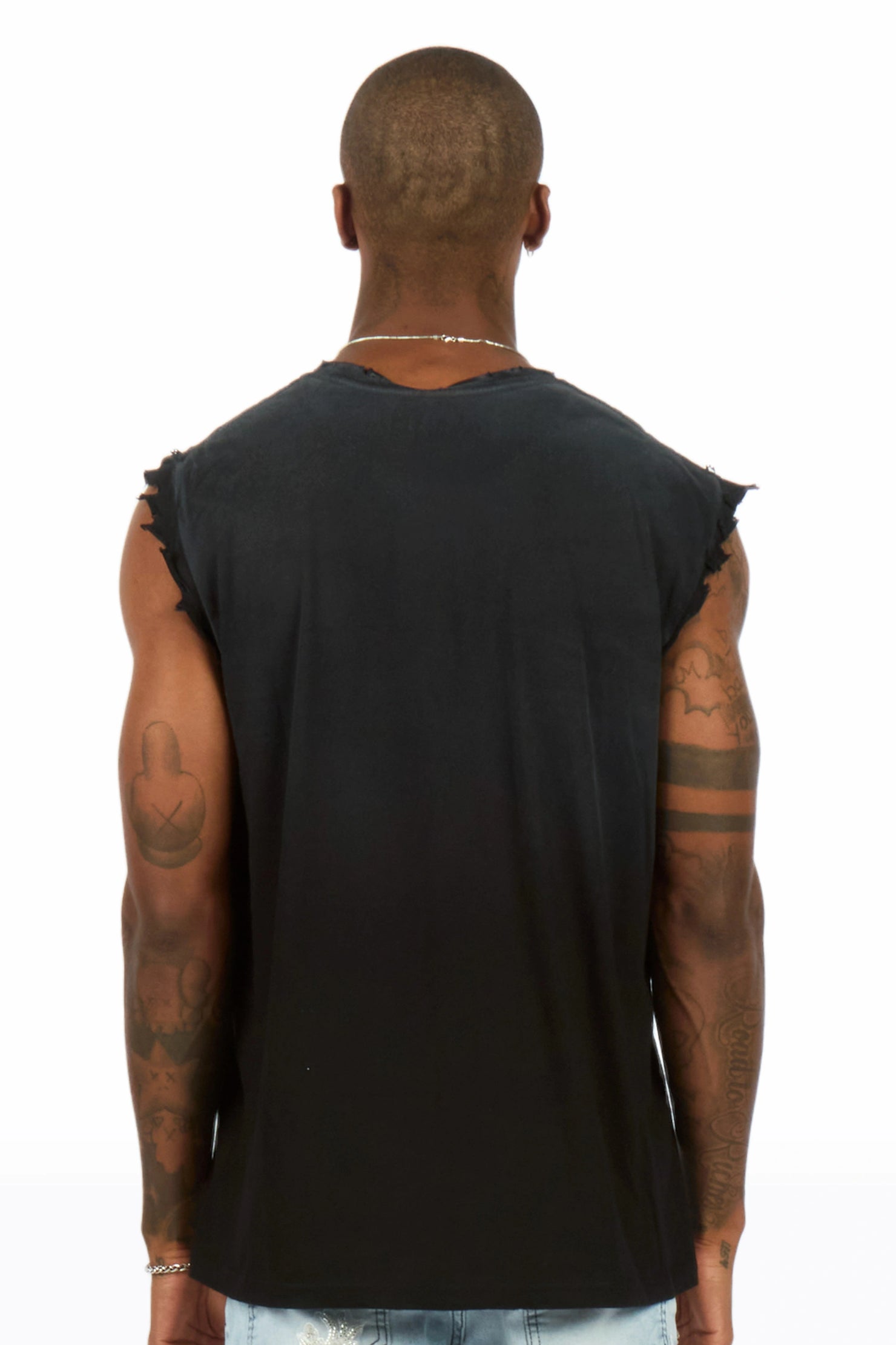 Demetrice Black Oversized Cut Off T-Shirt