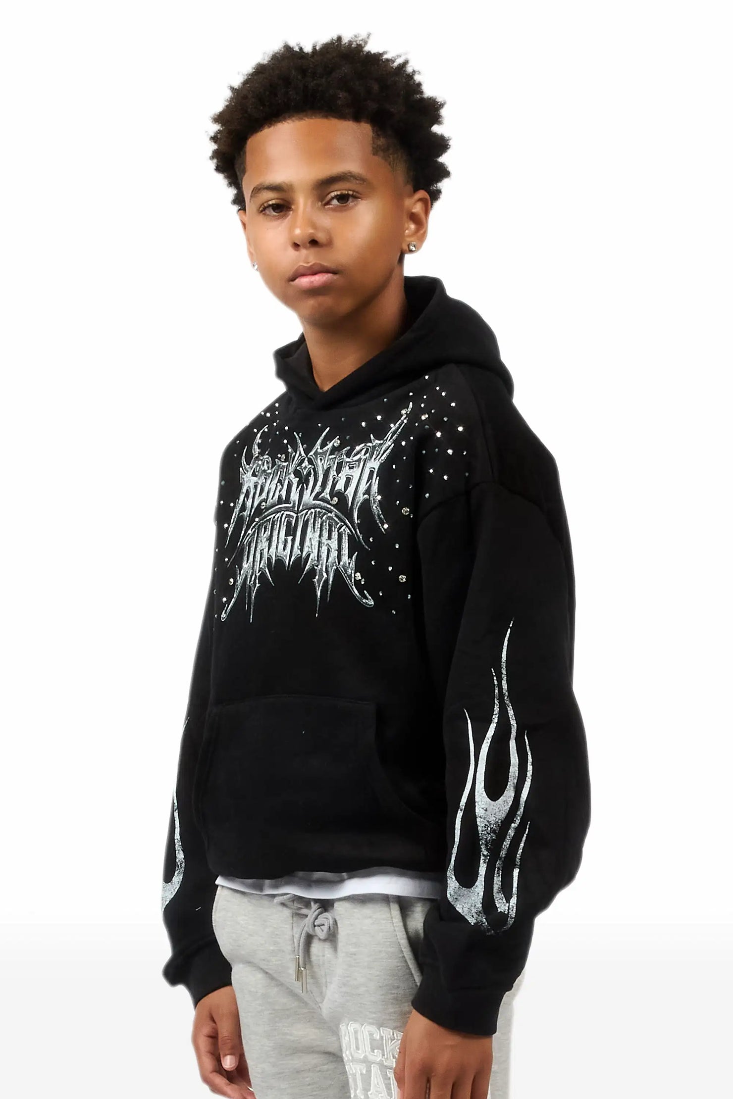 Boys Nikisha Black Rhinestone Hoodie