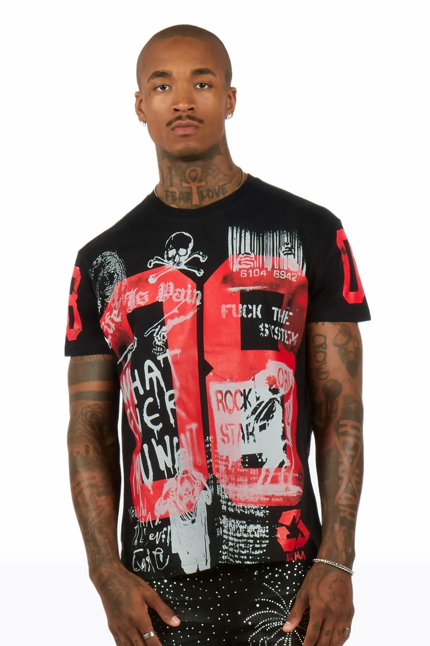 Grill 2.0 Black/Red Oversized Graphic T-Shirt