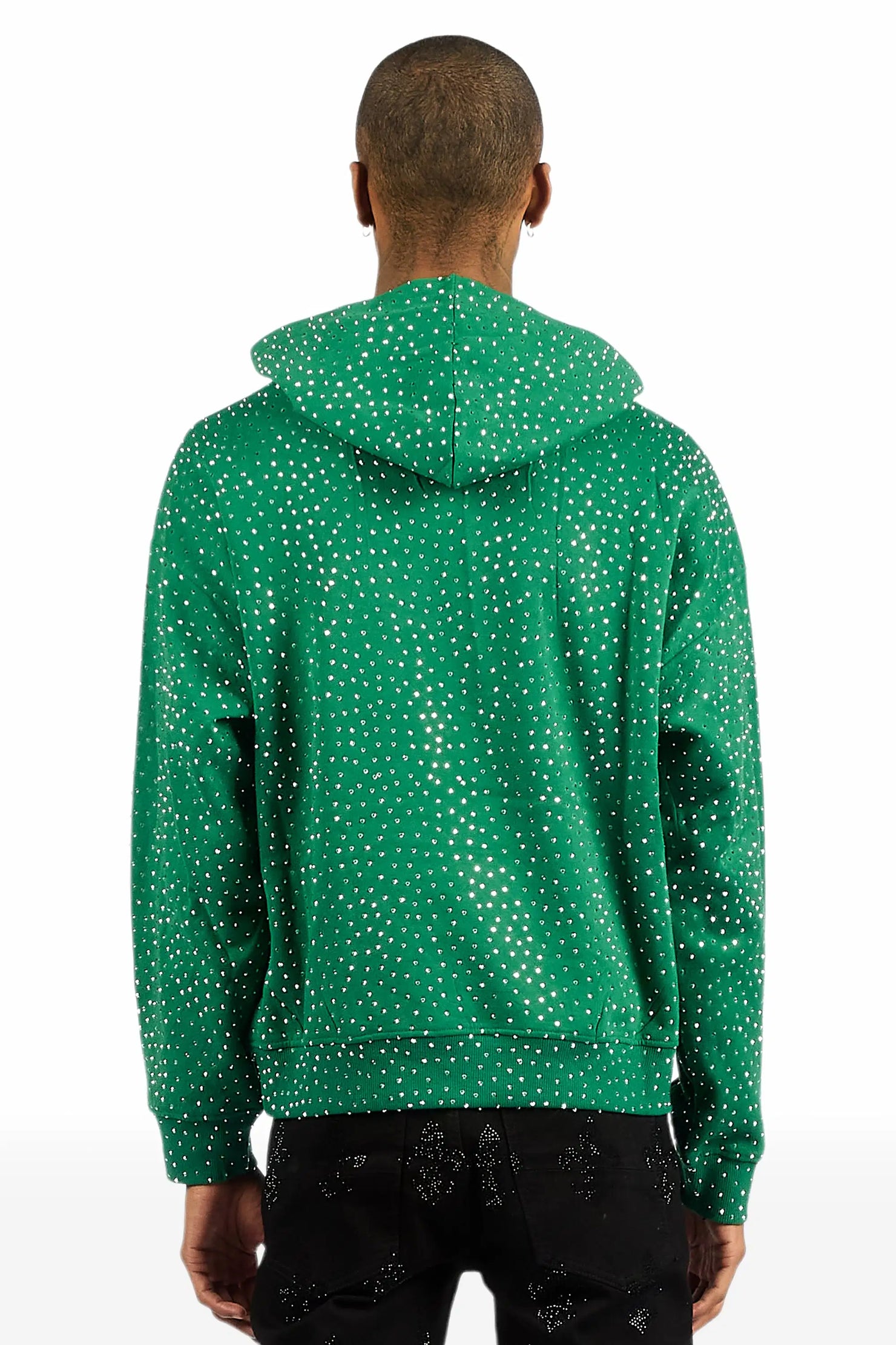 Iceout Green Rhinestone Oversized Hoodie