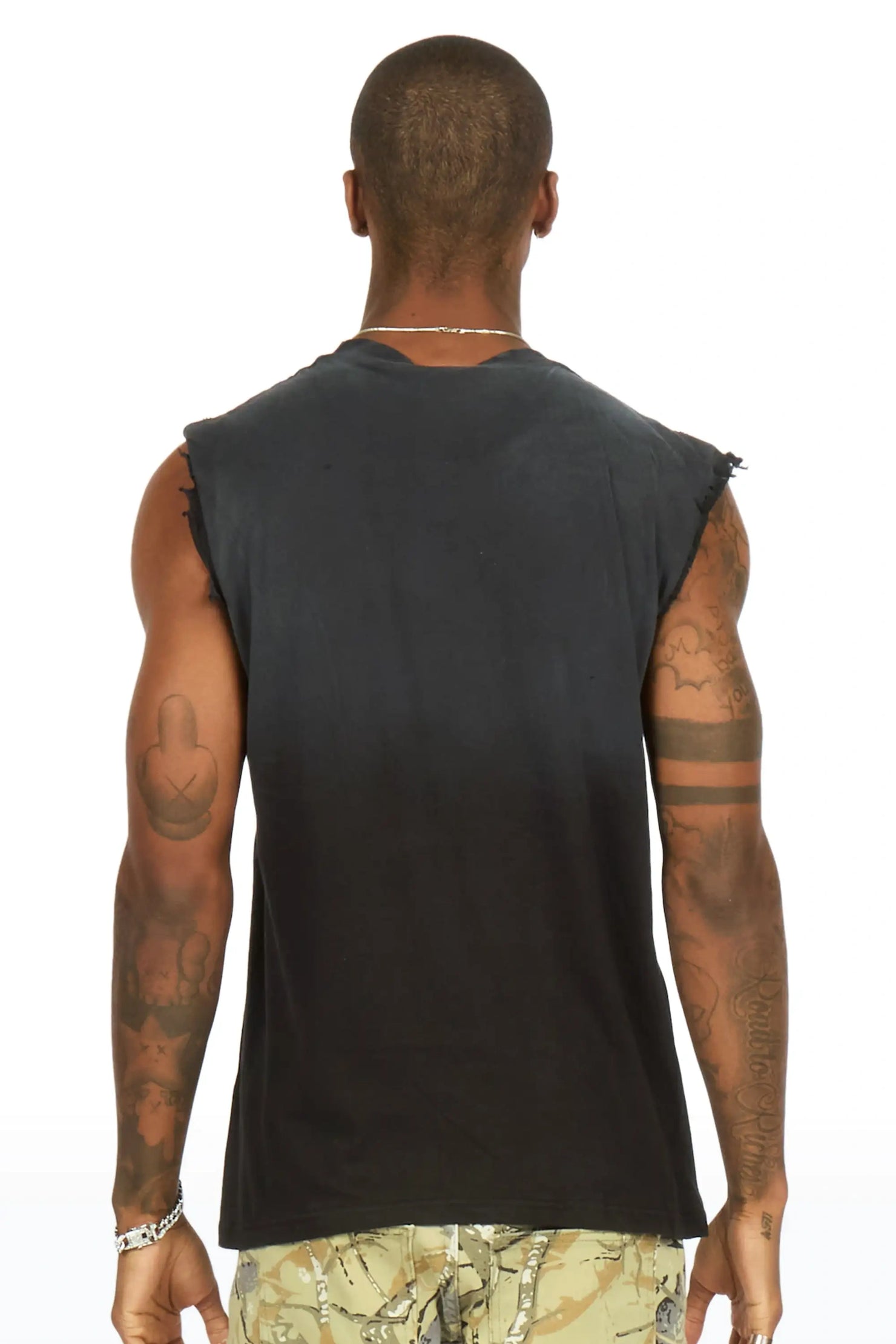 Jakito Black Oversized Cut Off T-Shirt