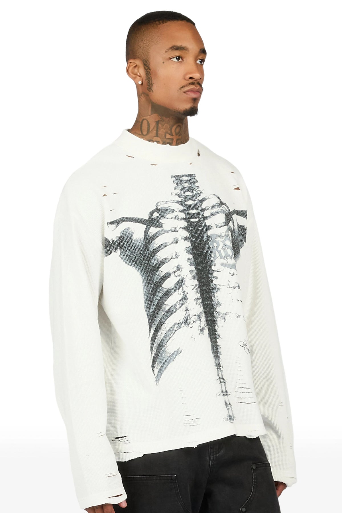 Caliz Off White Thermal Long Sleeve T-Shirt