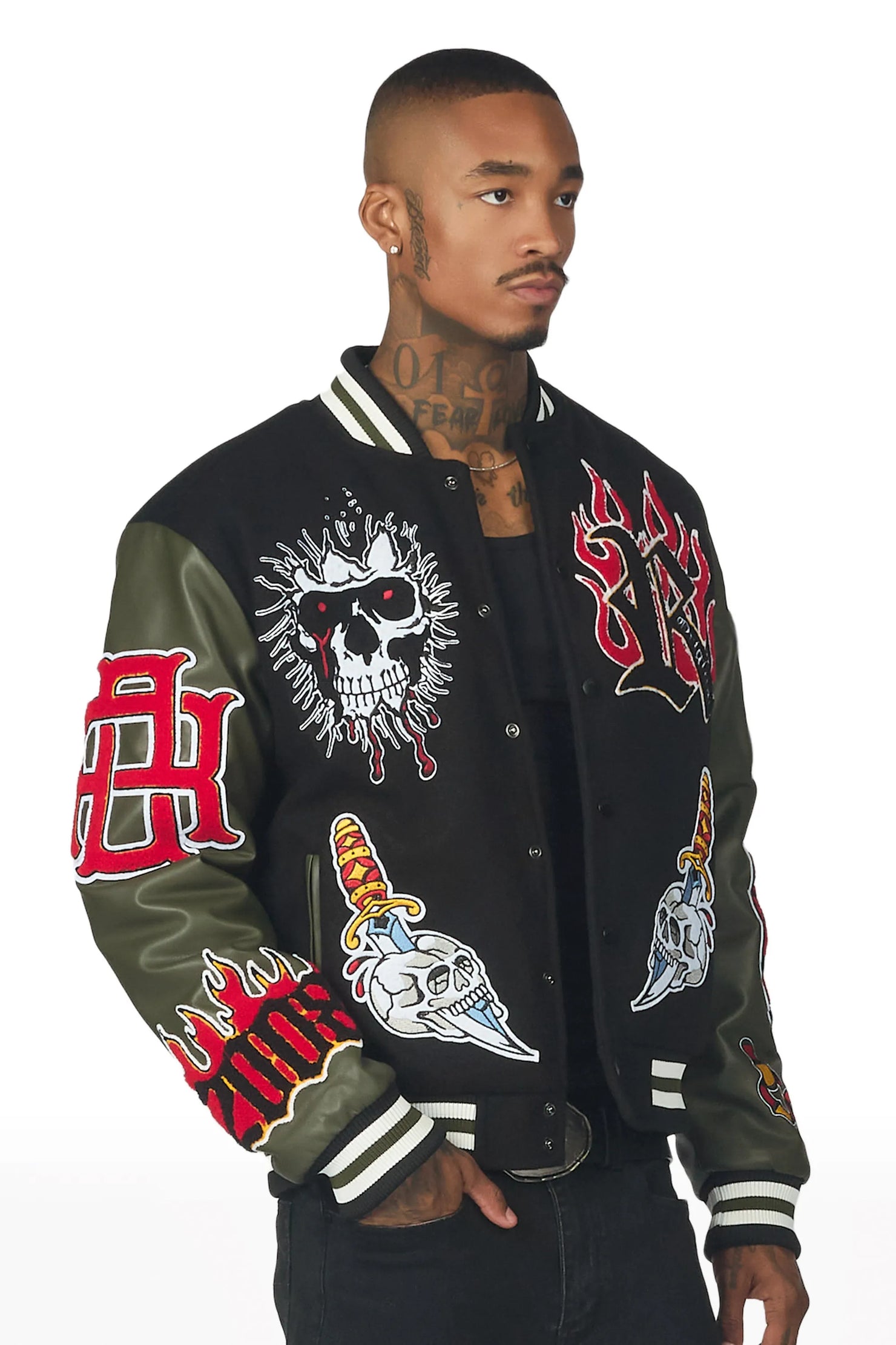Clarke Black/Olive Varsity Jacket