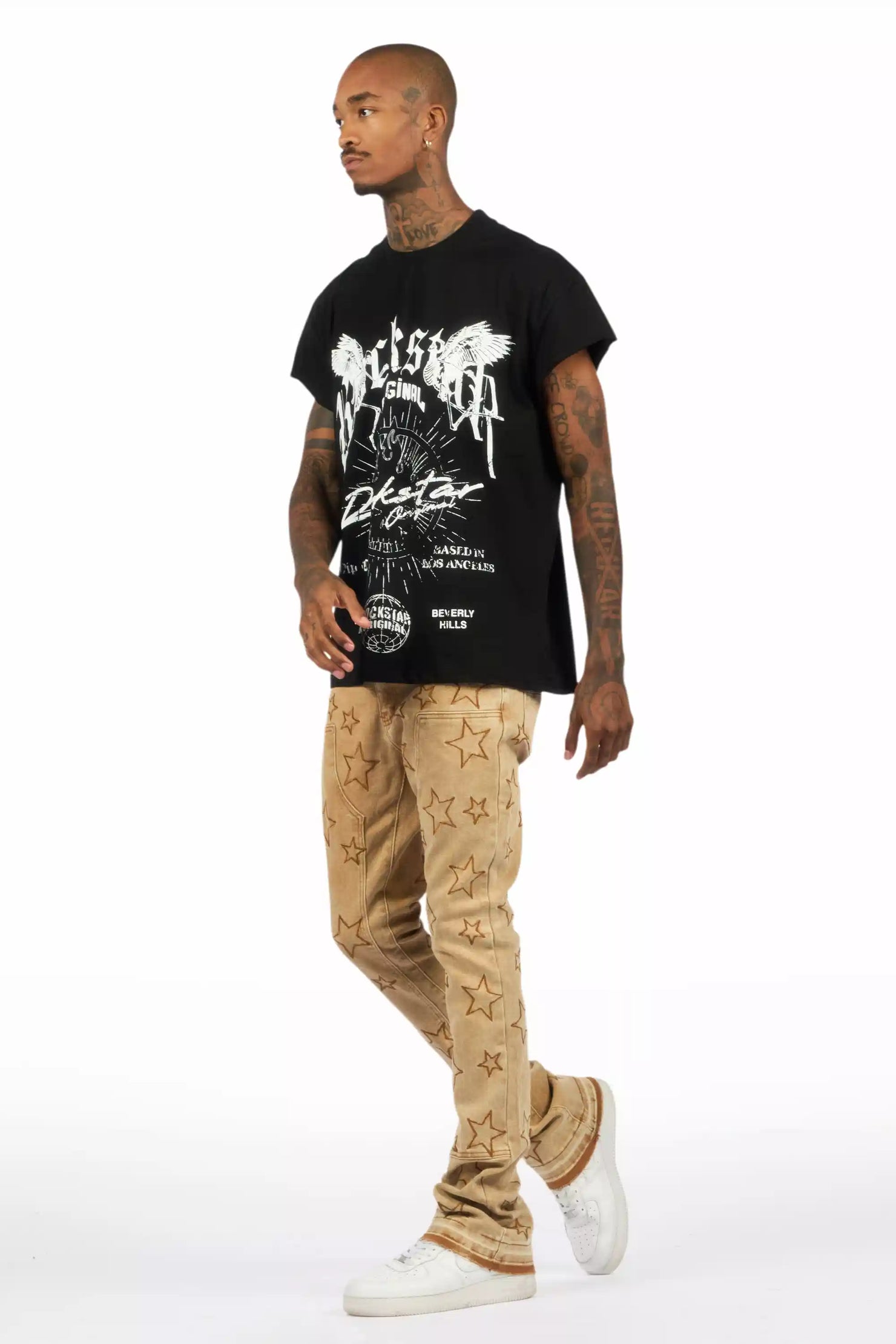 Starship Beige Stacked Flare Jean