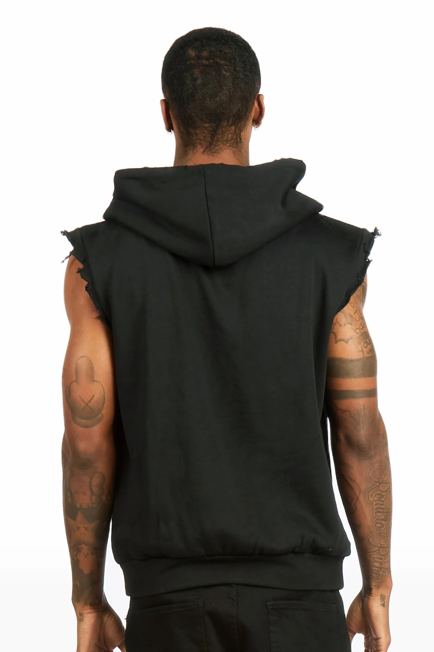 Scottie  Black Cut Sleeve Hoodie
