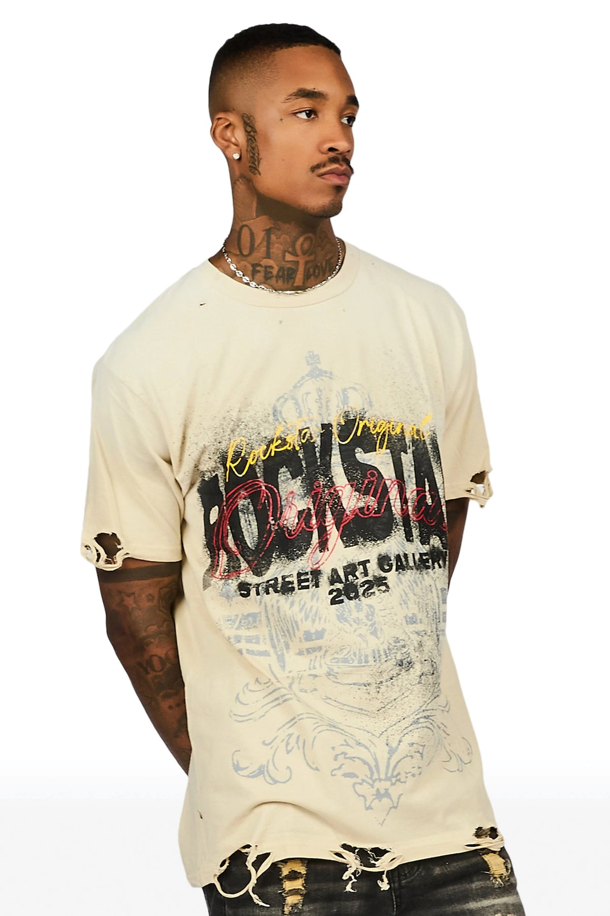 Irix Beige Oversized Graphic T-Shirt