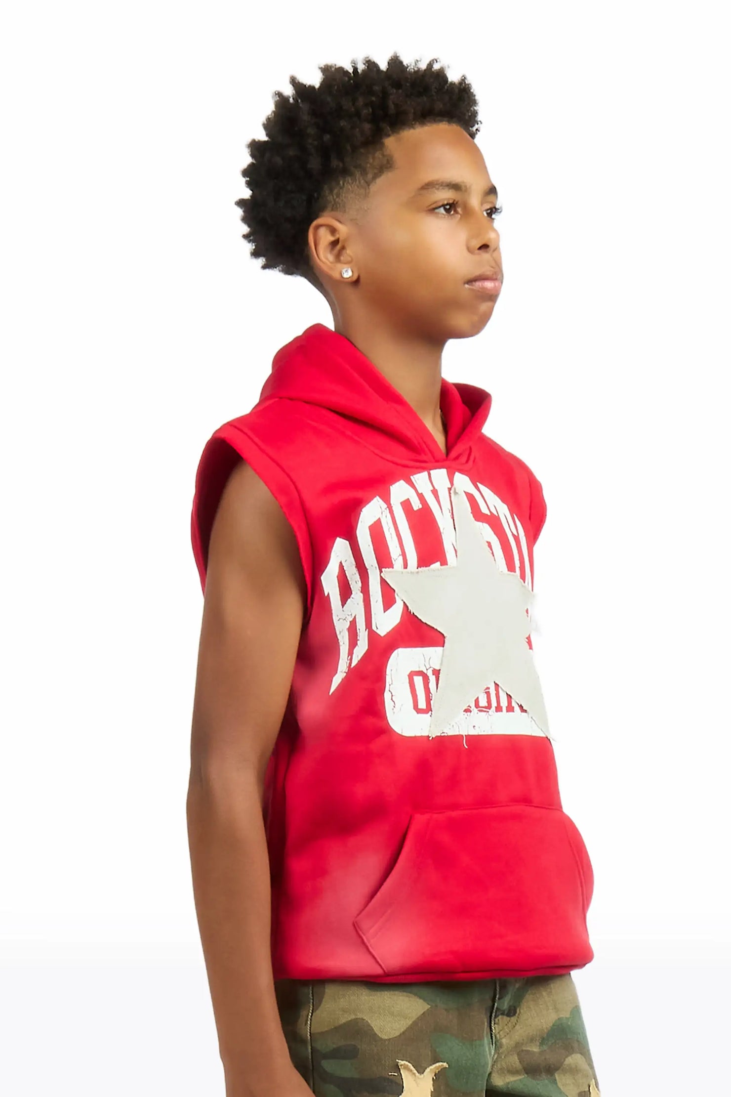 Boys Mallor Red Sleeveless Hoodie
