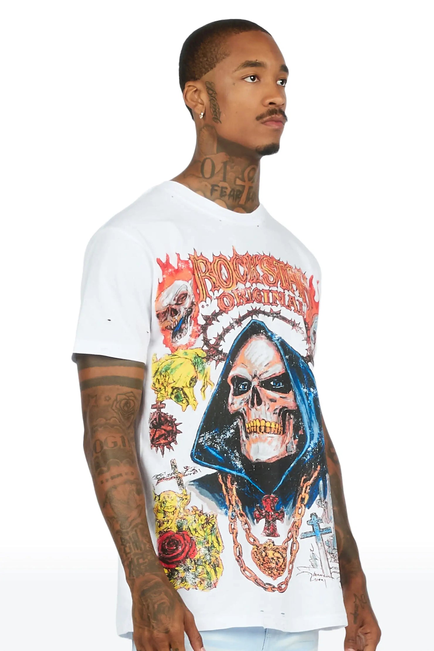 Chavis White Oversized Graphic T-Shirt