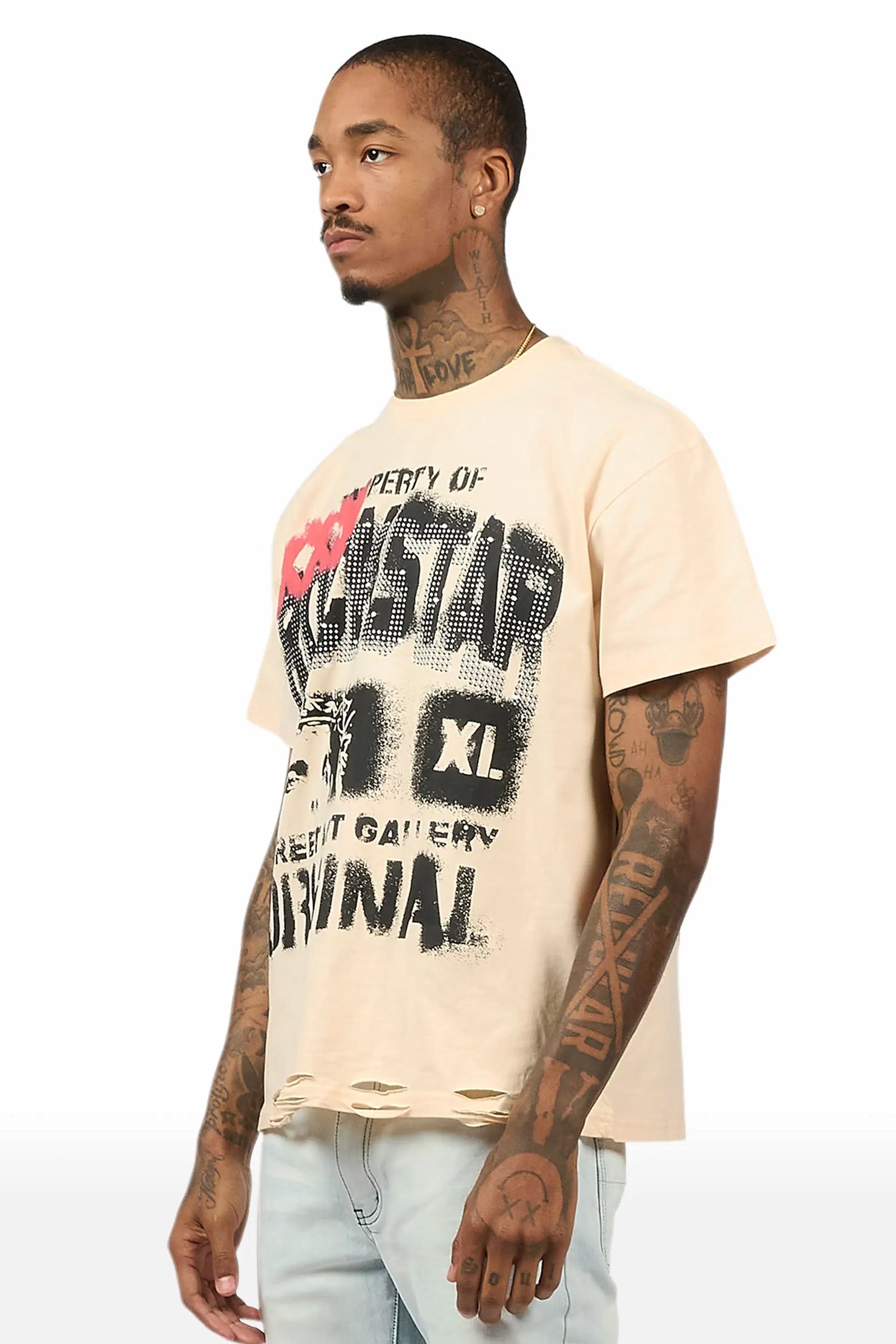 Kyo Beige Oversized Graphic T-Shirt