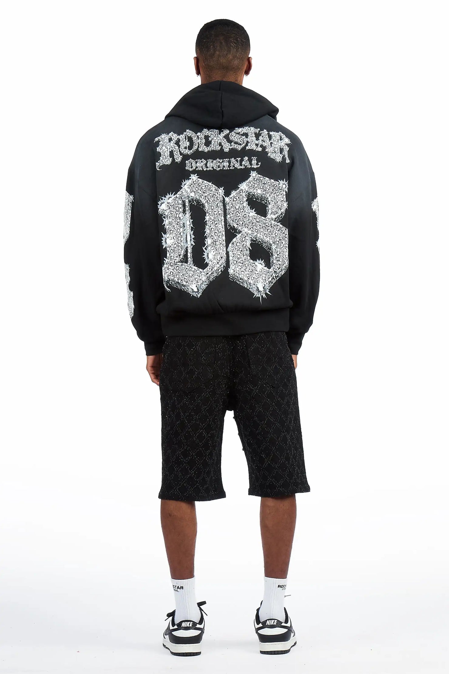 Glit Black Rhinestone Denim Short