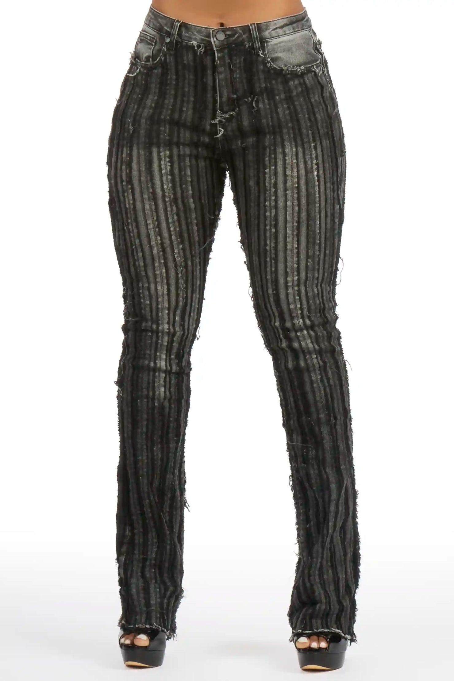 Natalia Grey Wash Stacked Flare Jean