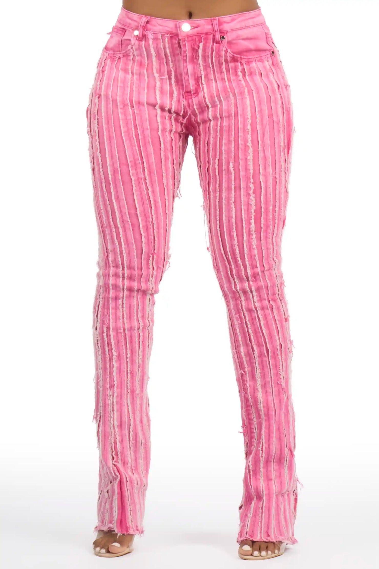 Natalia Pink Stacked Flare Jean