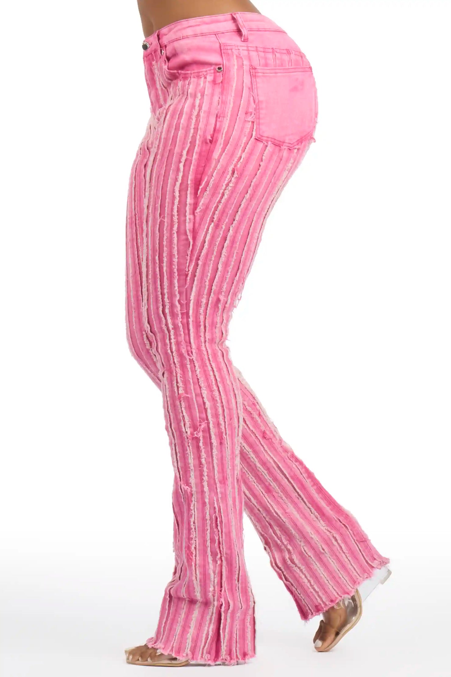 Natalia Pink Stacked Flare Jean