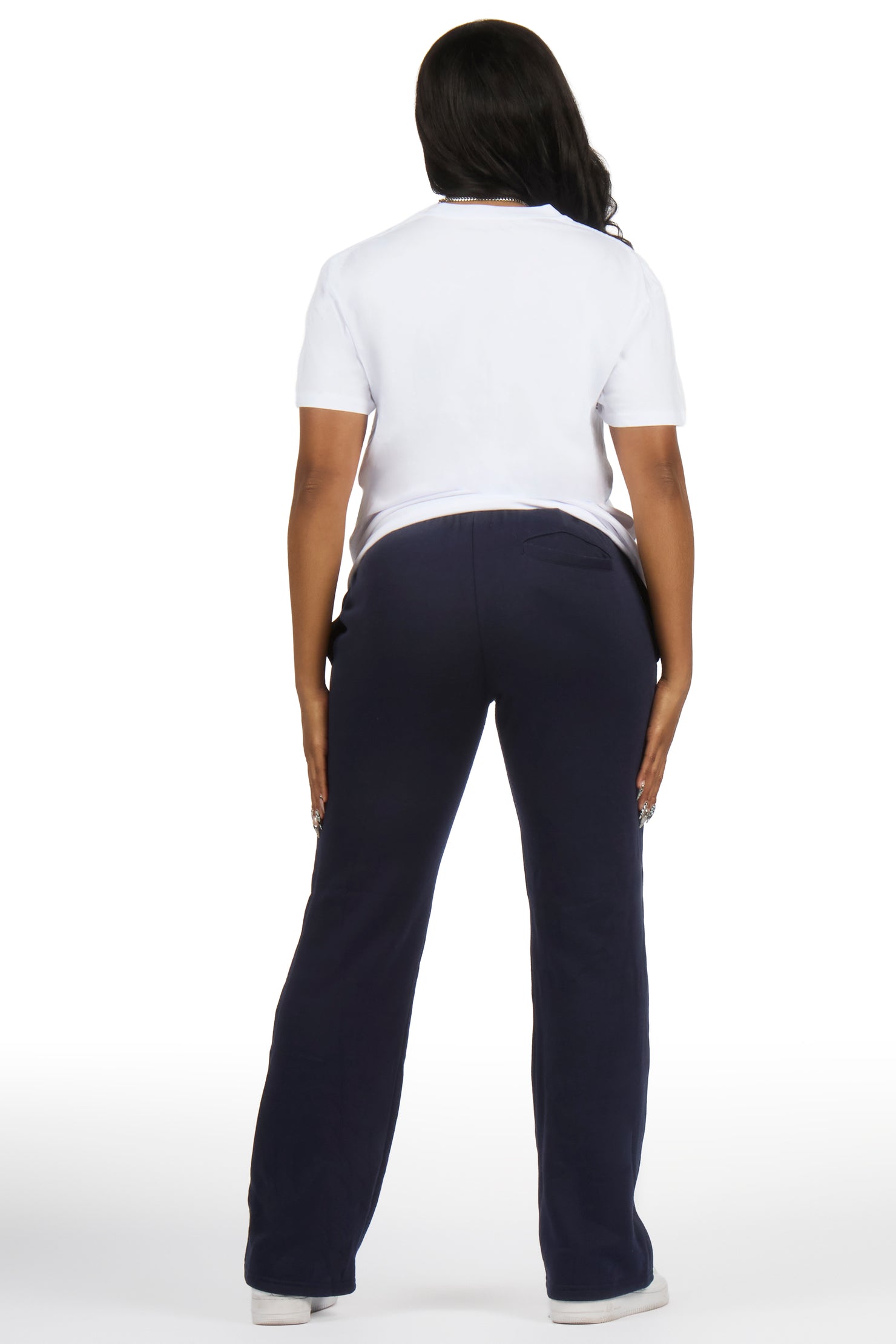 Storiana White/Navy T-Shirt Relaxed Track Set