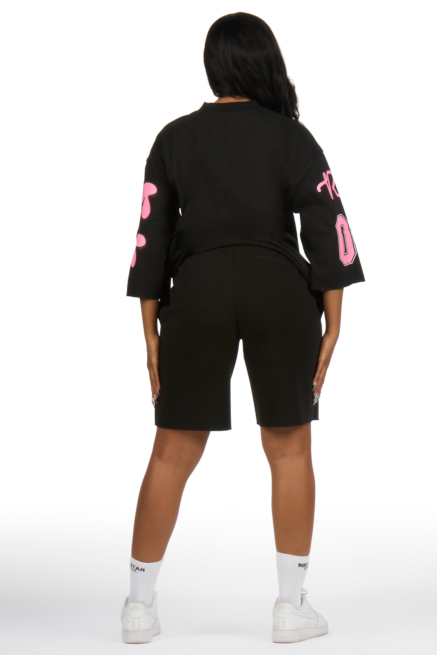 Leslee Black/Pink T-Shirt Short Set