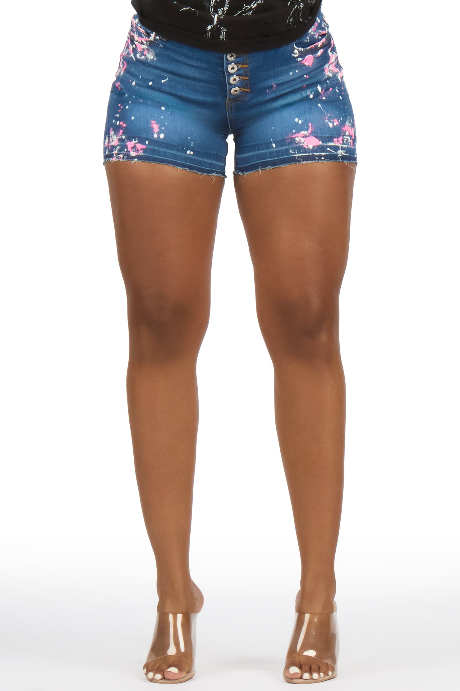 Nidyre Med. Wash Painted Denim Short