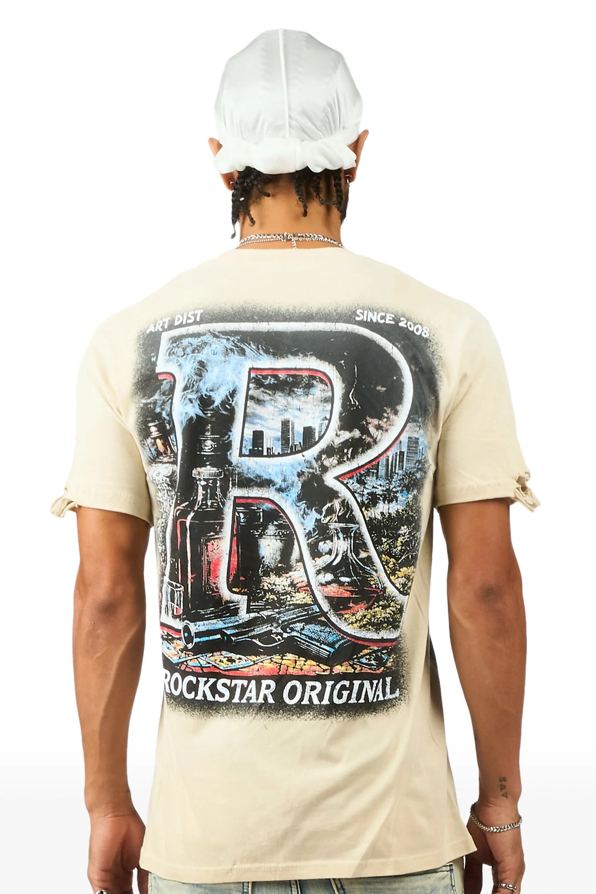 Tavian Beige Oversized Graphic T-Shirt