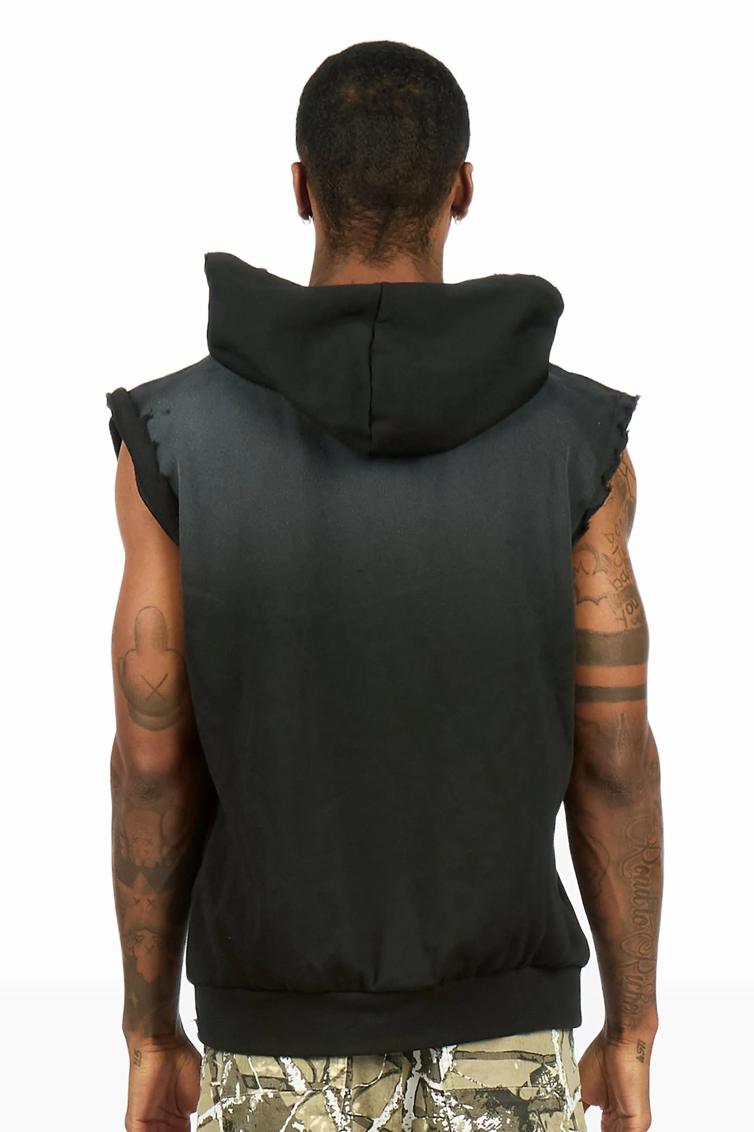 Bodie Black Cut Sleeve Hoodie