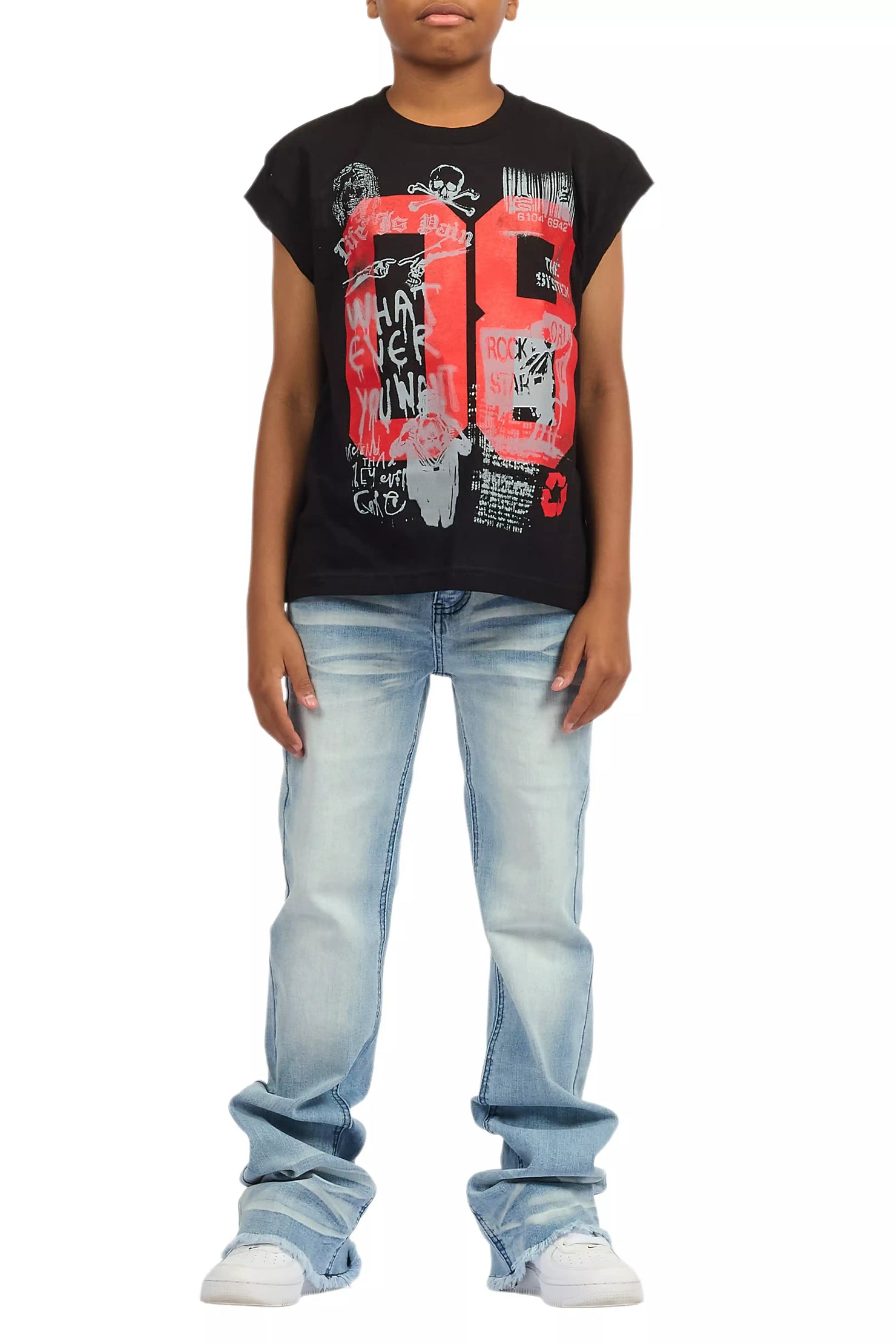 Boys Dag Dark Blue Stacked Flare Jean