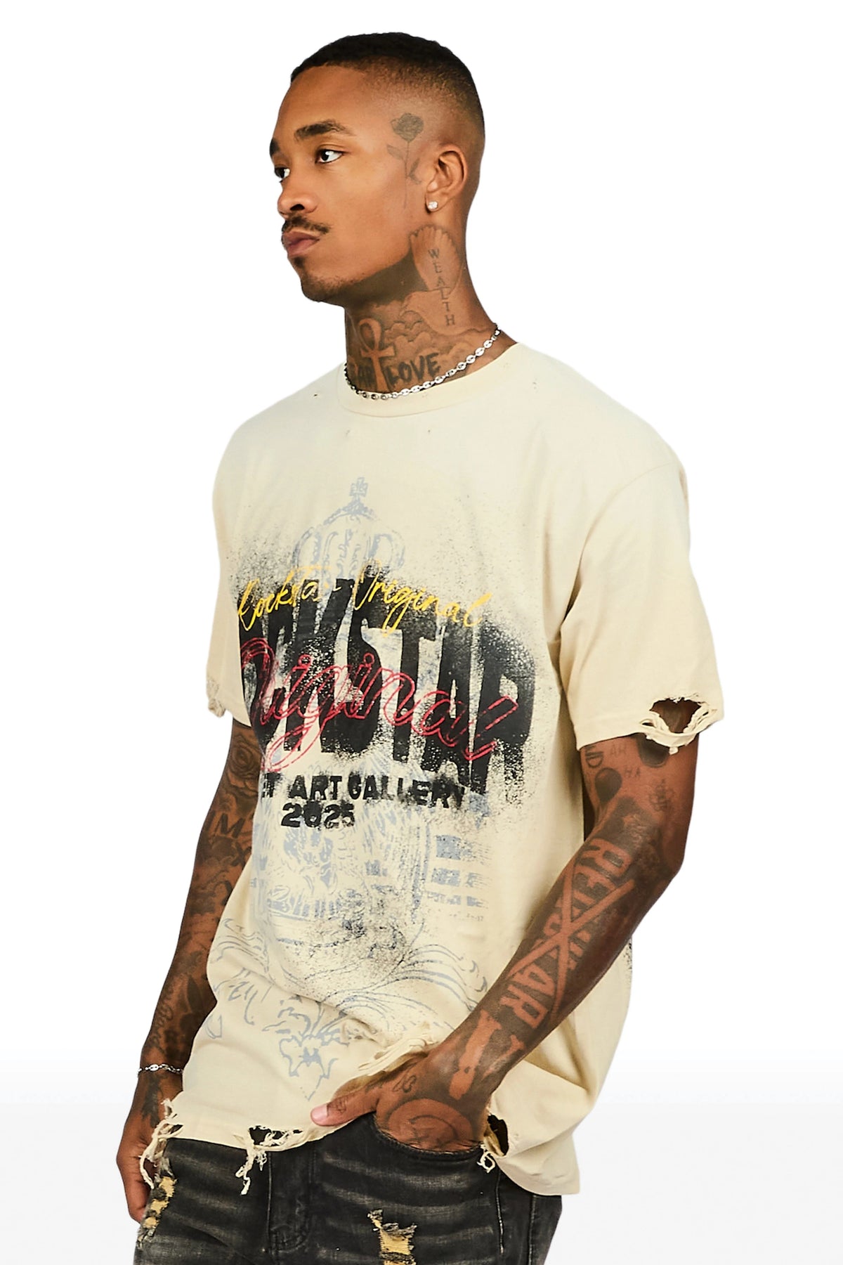 Irix Beige Oversized Graphic T-Shirt