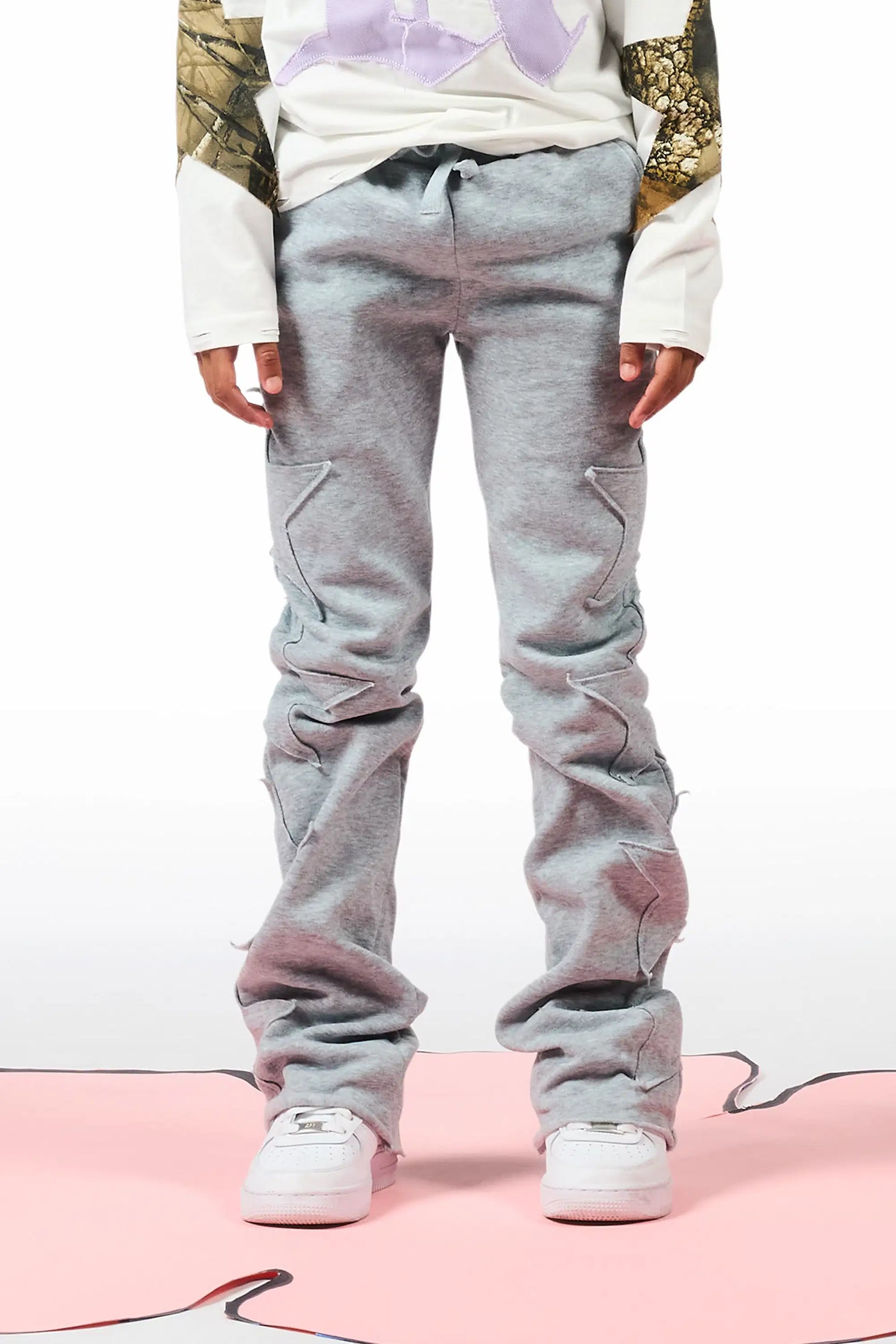Girls Sinayah Grey Stacked Track Pant