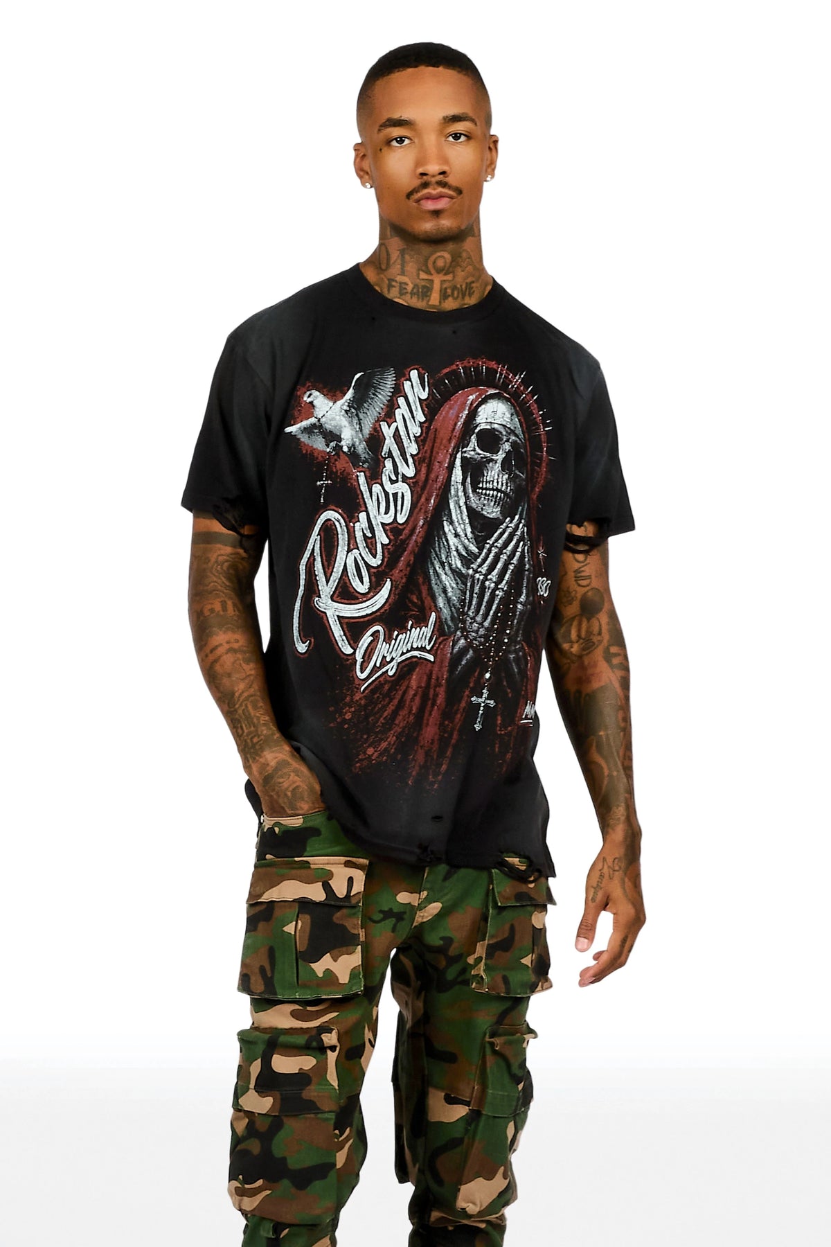 Sangrosary Black Oversized Graphic T-Shirt