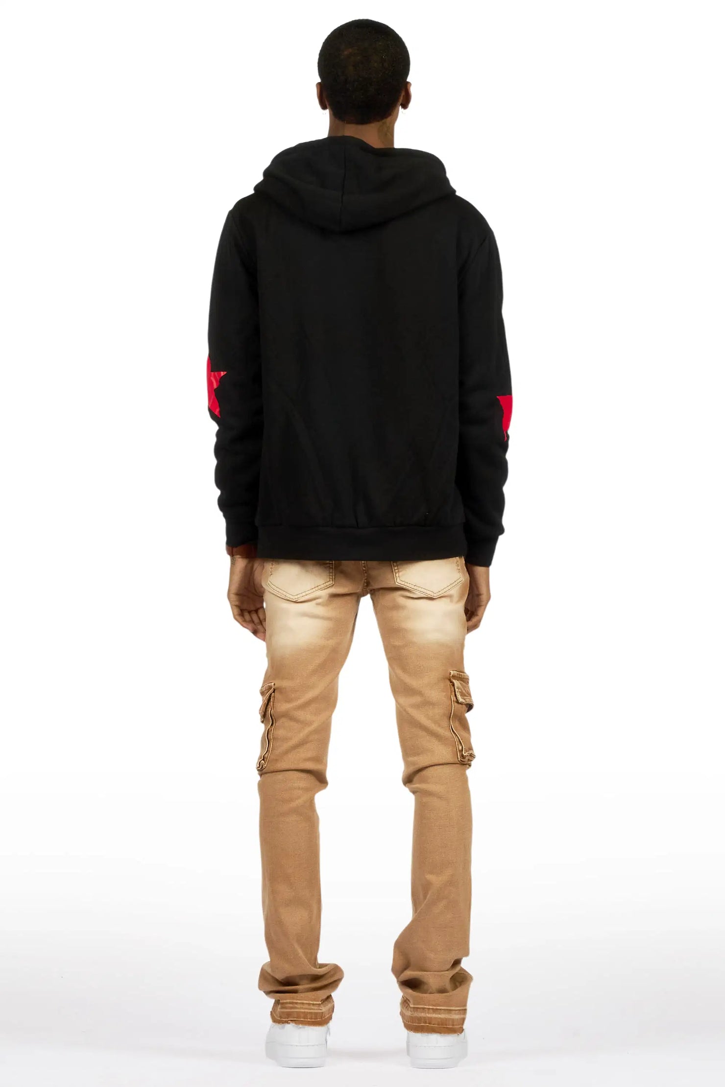 Zaid Washed Beige Stacked Flare Jean