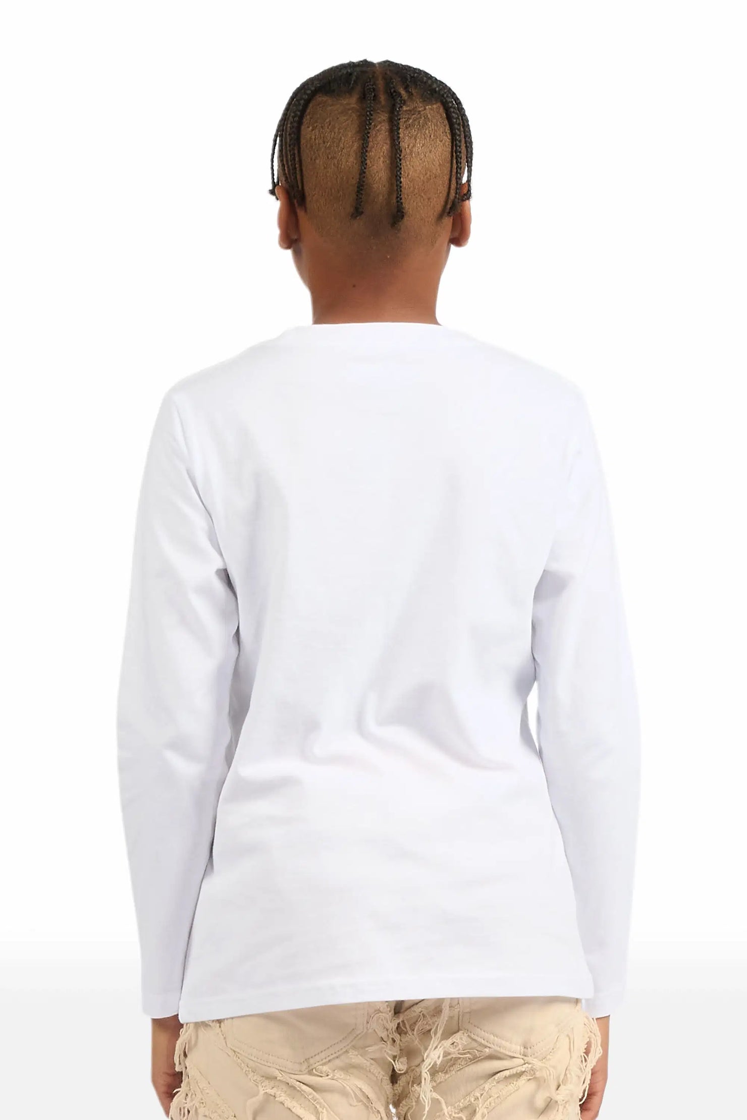 Boys Deiter White Long Sleeve Graphic T-Shirt