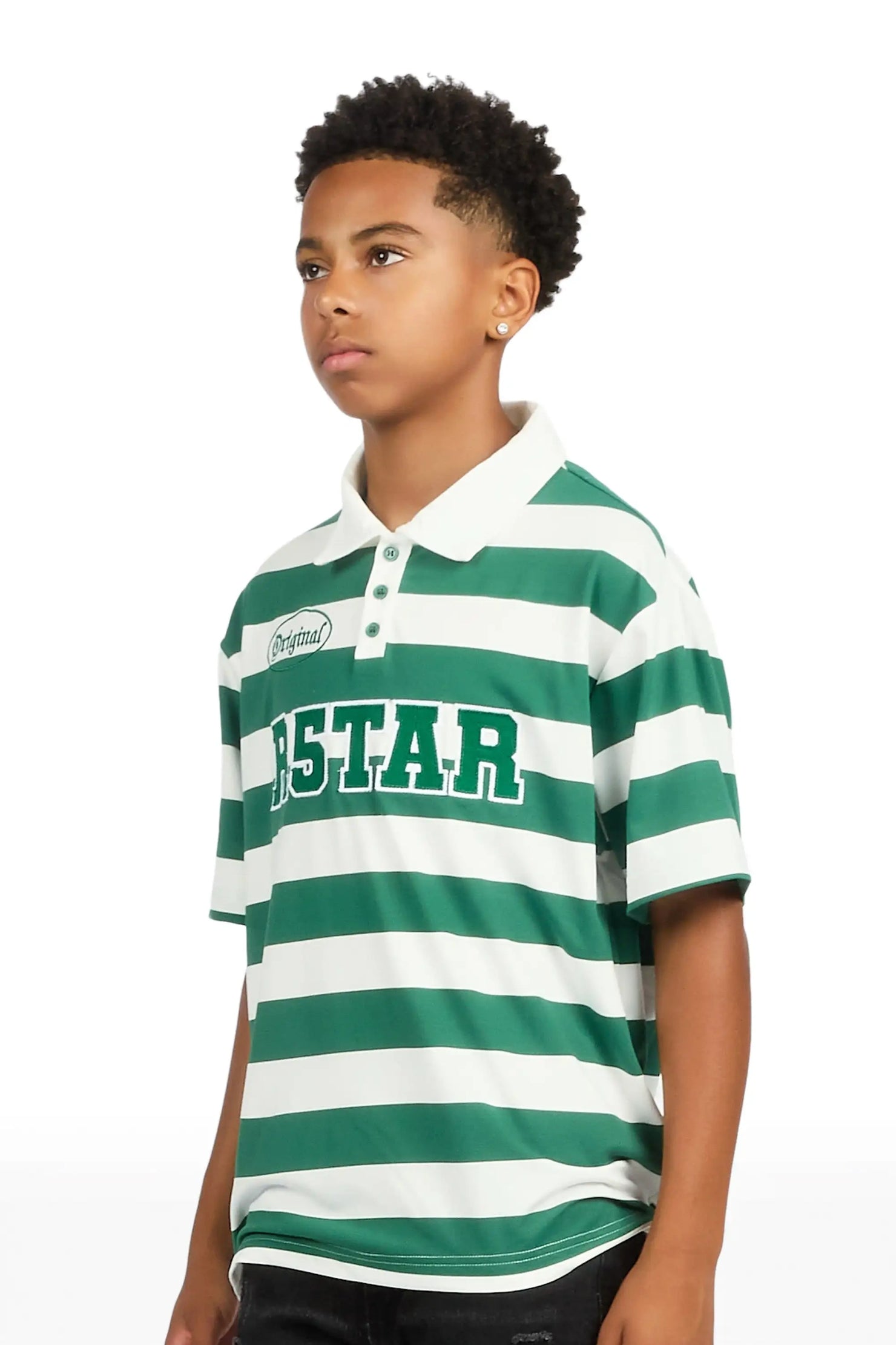 Boys Fintan Green/Cream Polo