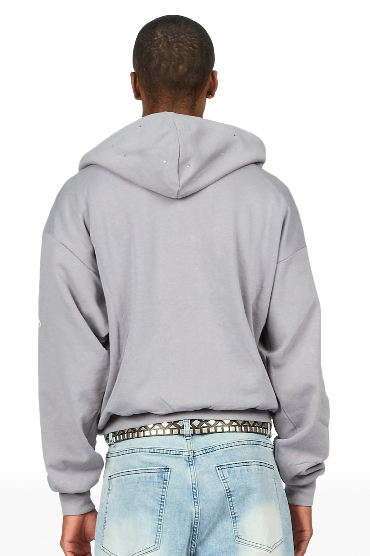 Dripped Vintage Grey Rhinestone Hoodie
