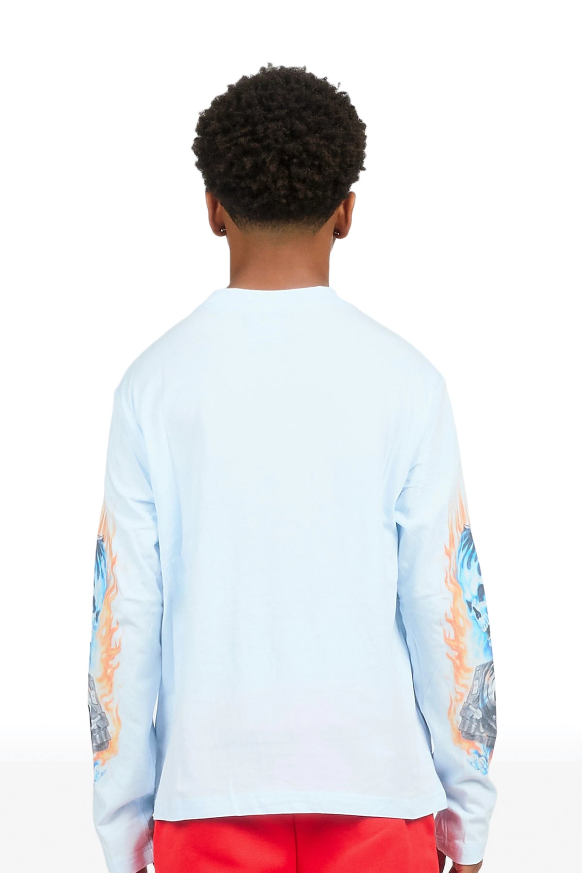 Boys Dice Light Blue Long Sleeve Graphic T-Shirt