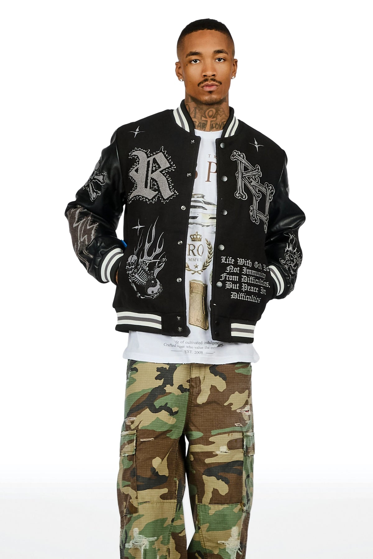 Naizeah Black/Black Varsity Jacket