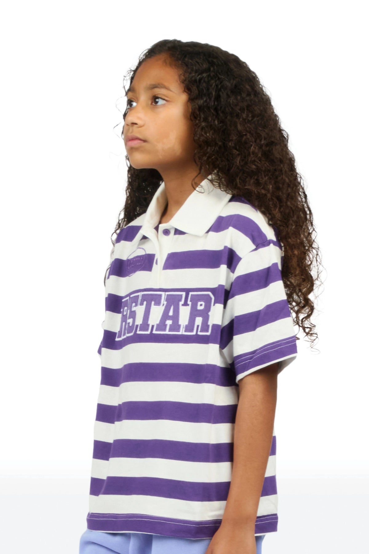 Girls Fintan Purple/Cream Polo