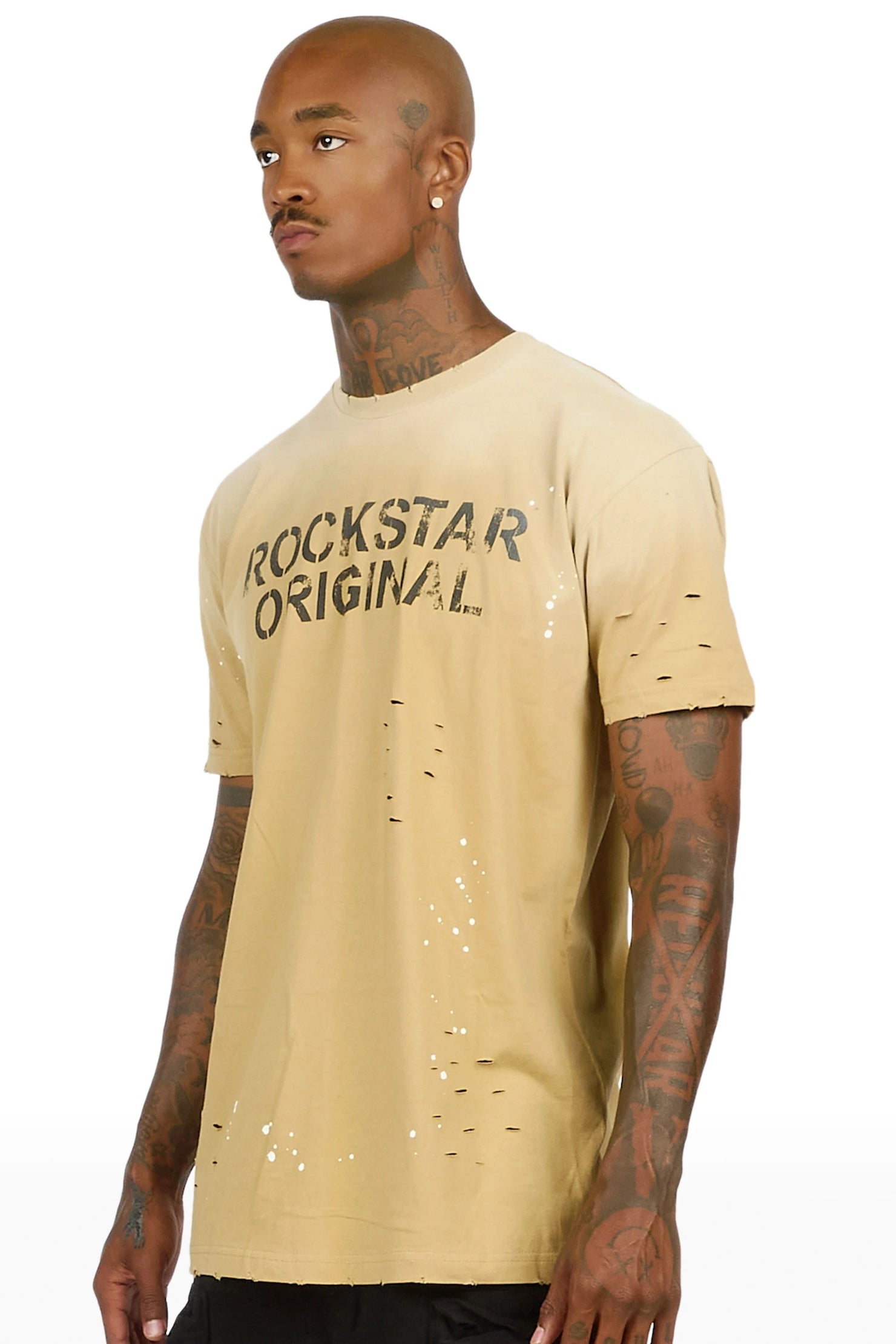 Reign Beige Oversized Graphic T-Shirt