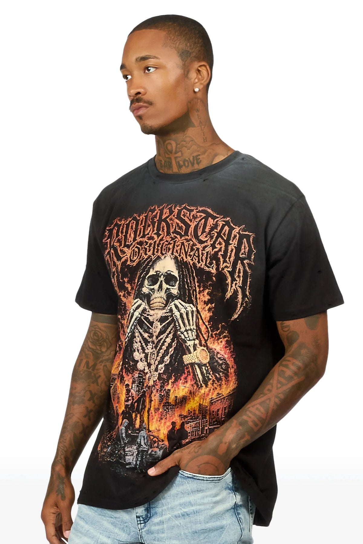 Ronan Black Oversized Graphic T-Shirt