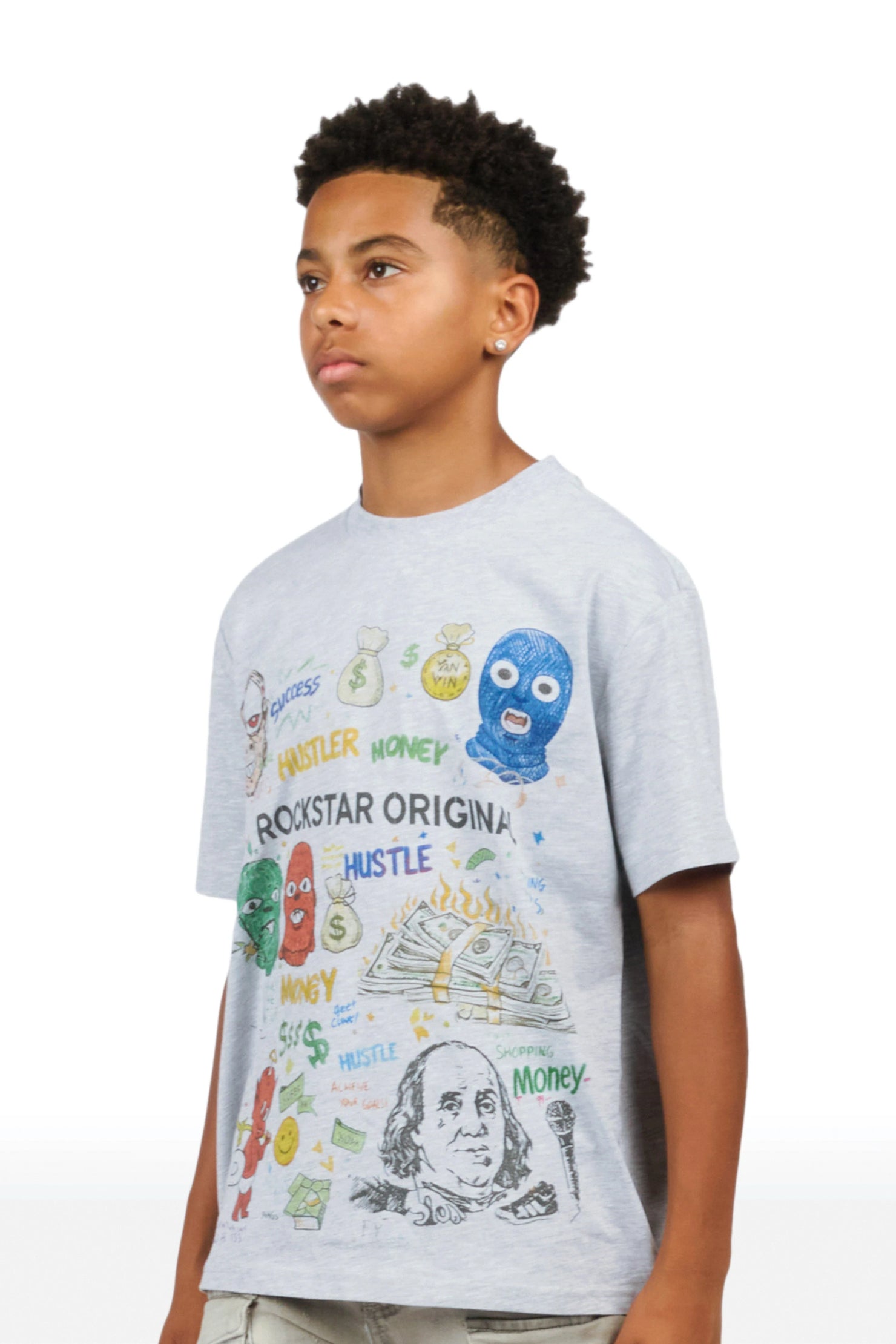 Boys Raxor Heather Grey Graphic T-Shirt