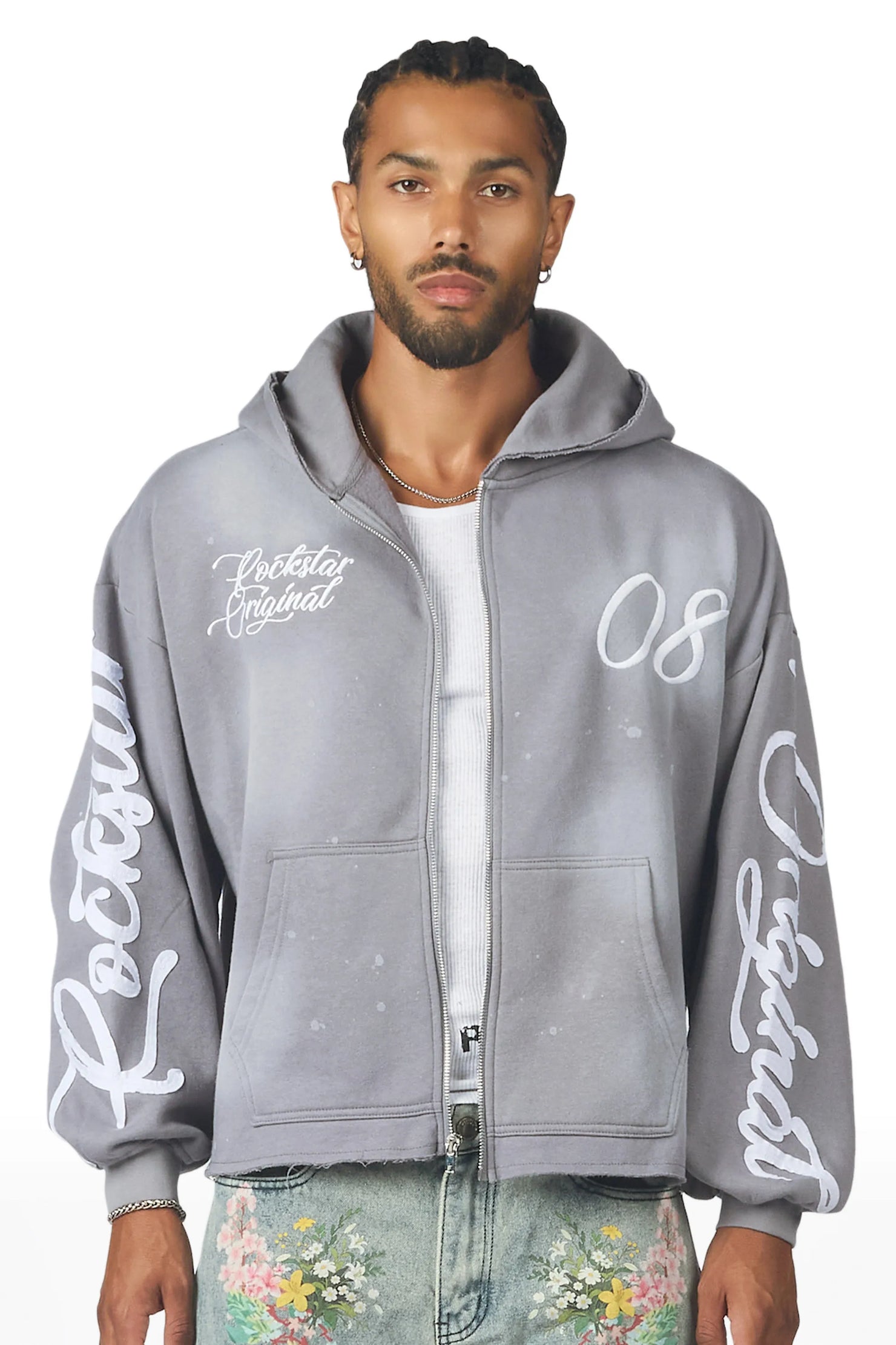 Hanif Vintage Grey Zip Up Hoodie
