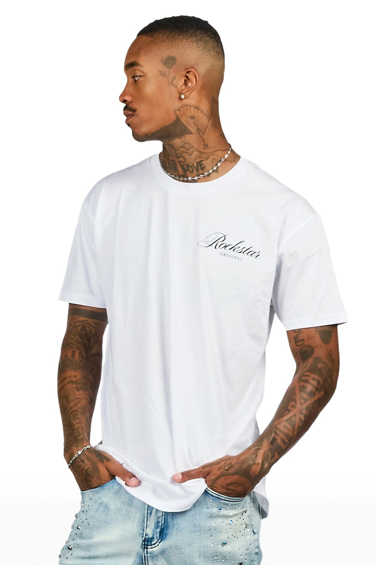 Domaric White Oversized Graphic T-Shirt