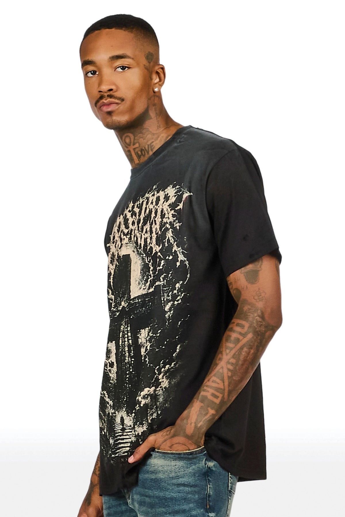 Cassell Black Oversized Graphic T-Shirt