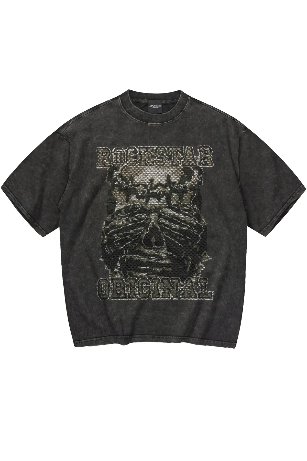 HEAVYWEIGHT OVERSIZED Move In Silence Black Rhinestone Graphic T-Shirt