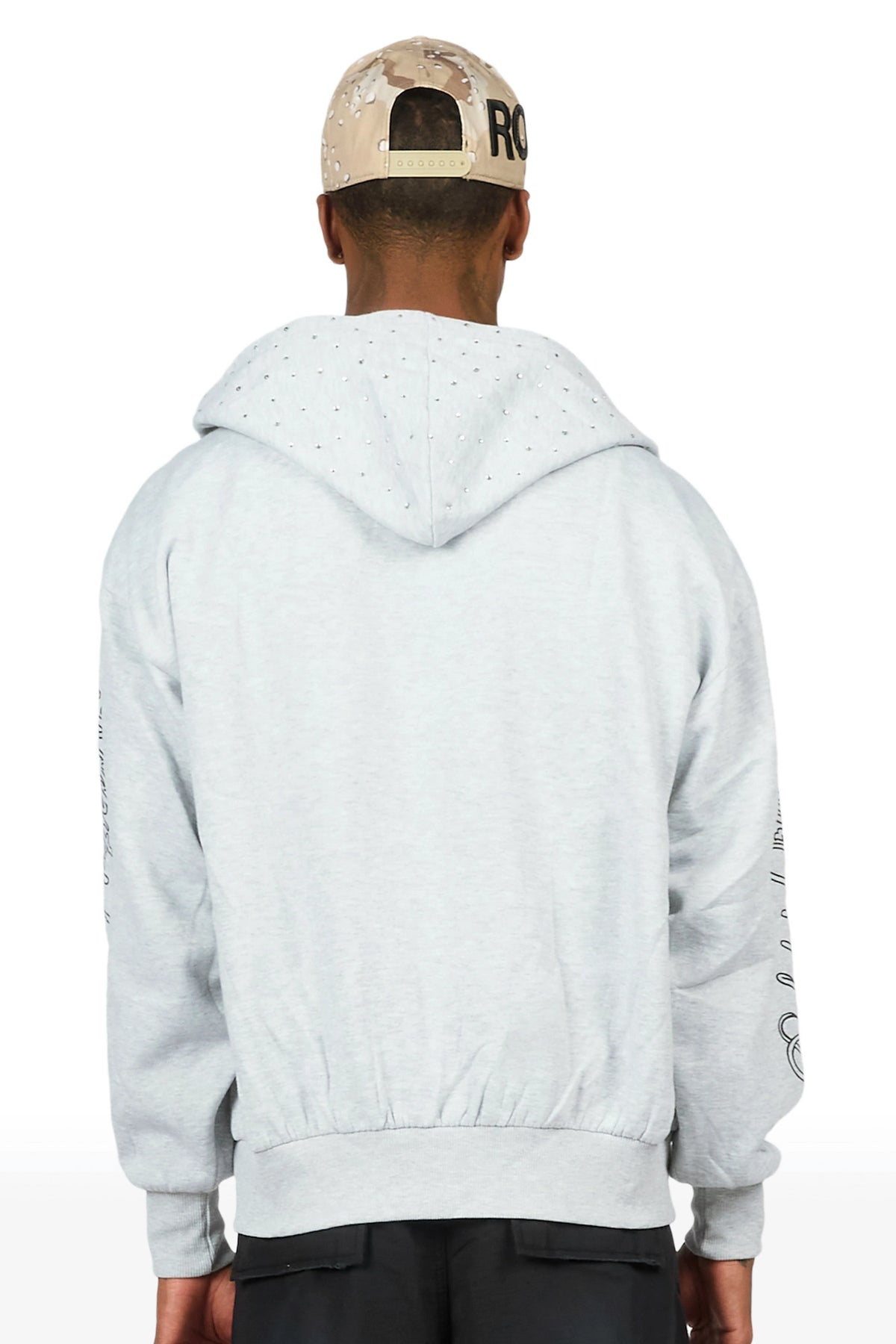 Dripped Heather Grey Rhinestone Hoodie