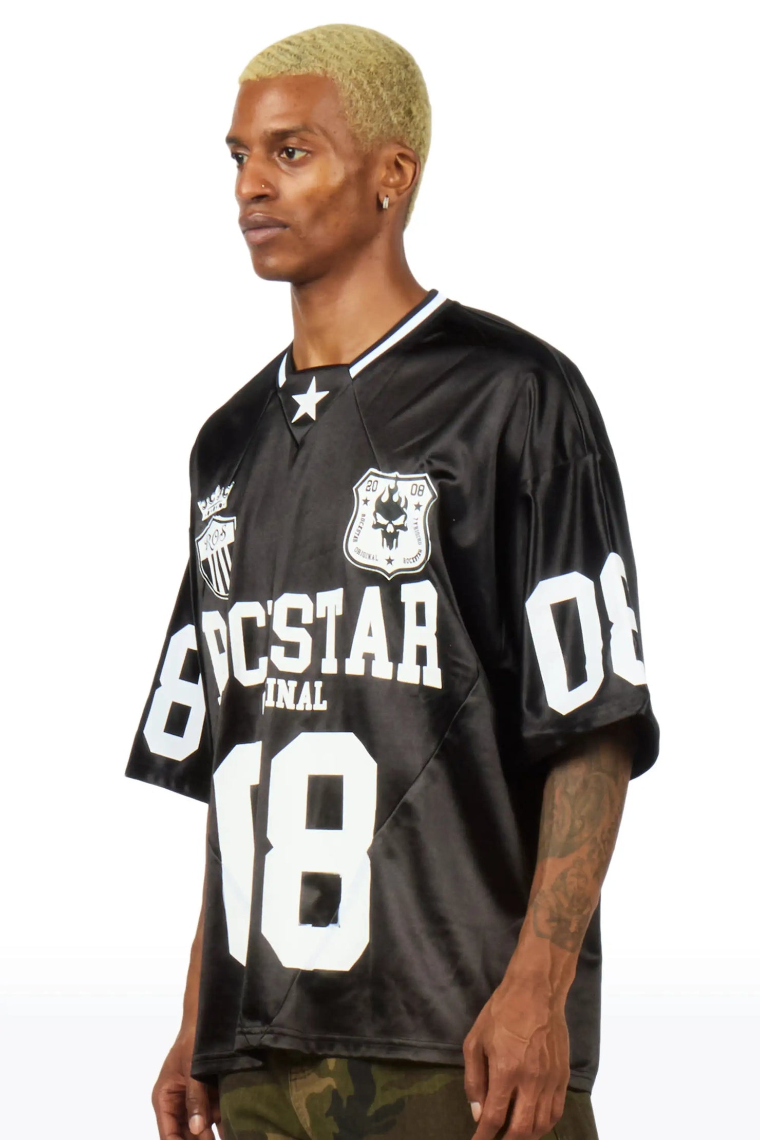 Lucido Black World Soccer Inspired Graphic Jersey