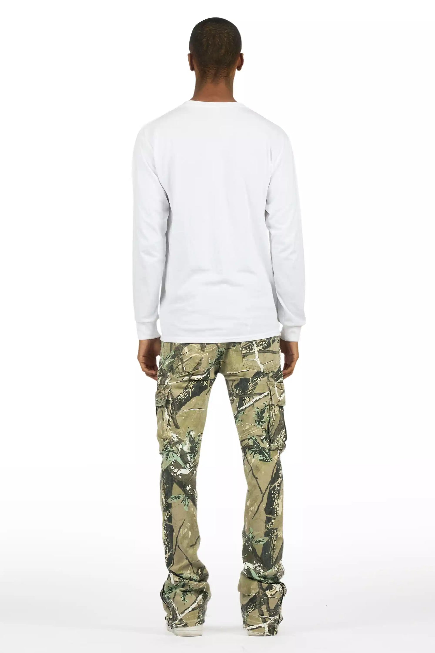 Aftermath Tree Camo/White Stacked Flare Jean